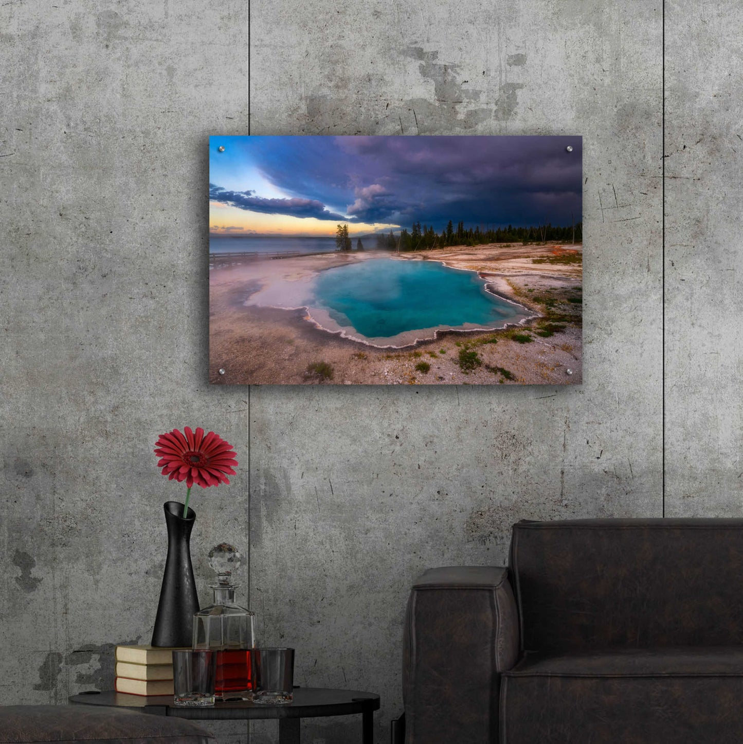 Epic Art 'Black Pool Storm - Yellowstone National Park' by Darren White, Acrylic Glass Wall Art,36x24