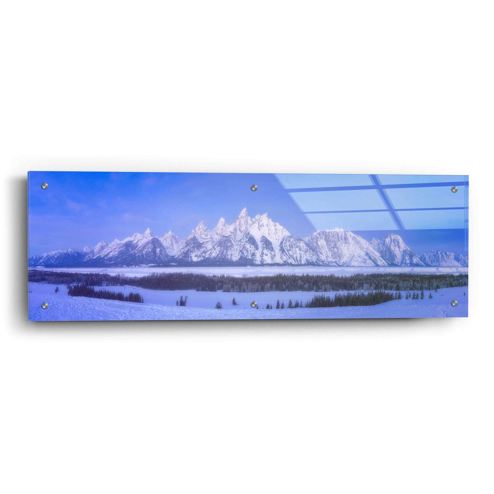 Epic Art 'Blue Hour in the Tetons - Grand Teton National Park' by Darren White, Acrylic Glass Wall Art,36x12