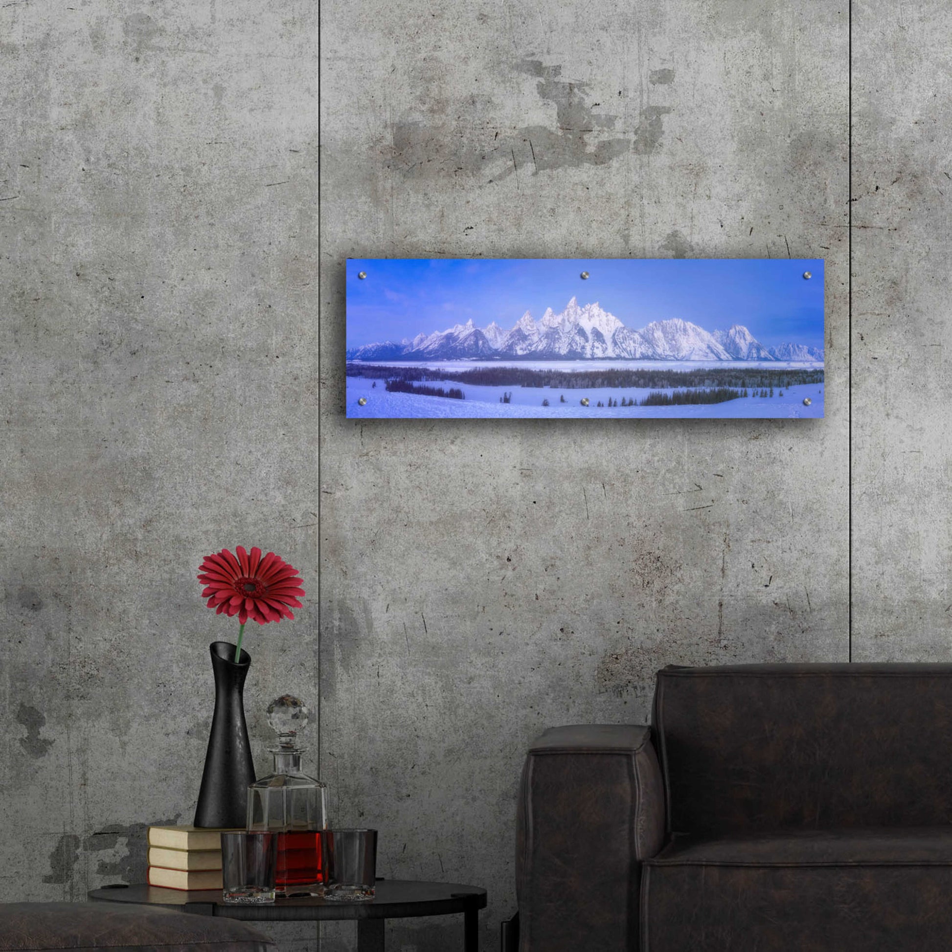 Epic Art 'Blue Hour in the Tetons - Grand Teton National Park' by Darren White, Acrylic Glass Wall Art,36x12