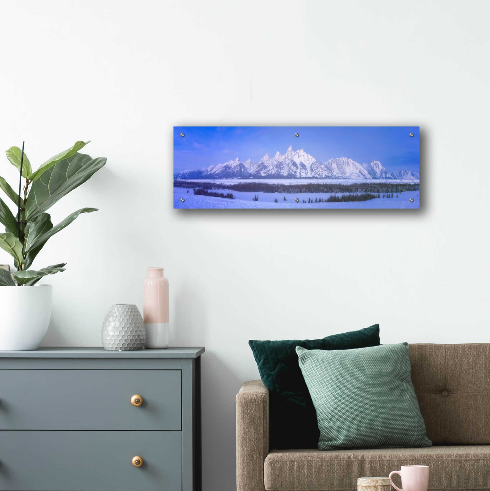 Epic Art 'Blue Hour in the Tetons - Grand Teton National Park' by Darren White, Acrylic Glass Wall Art,36x12