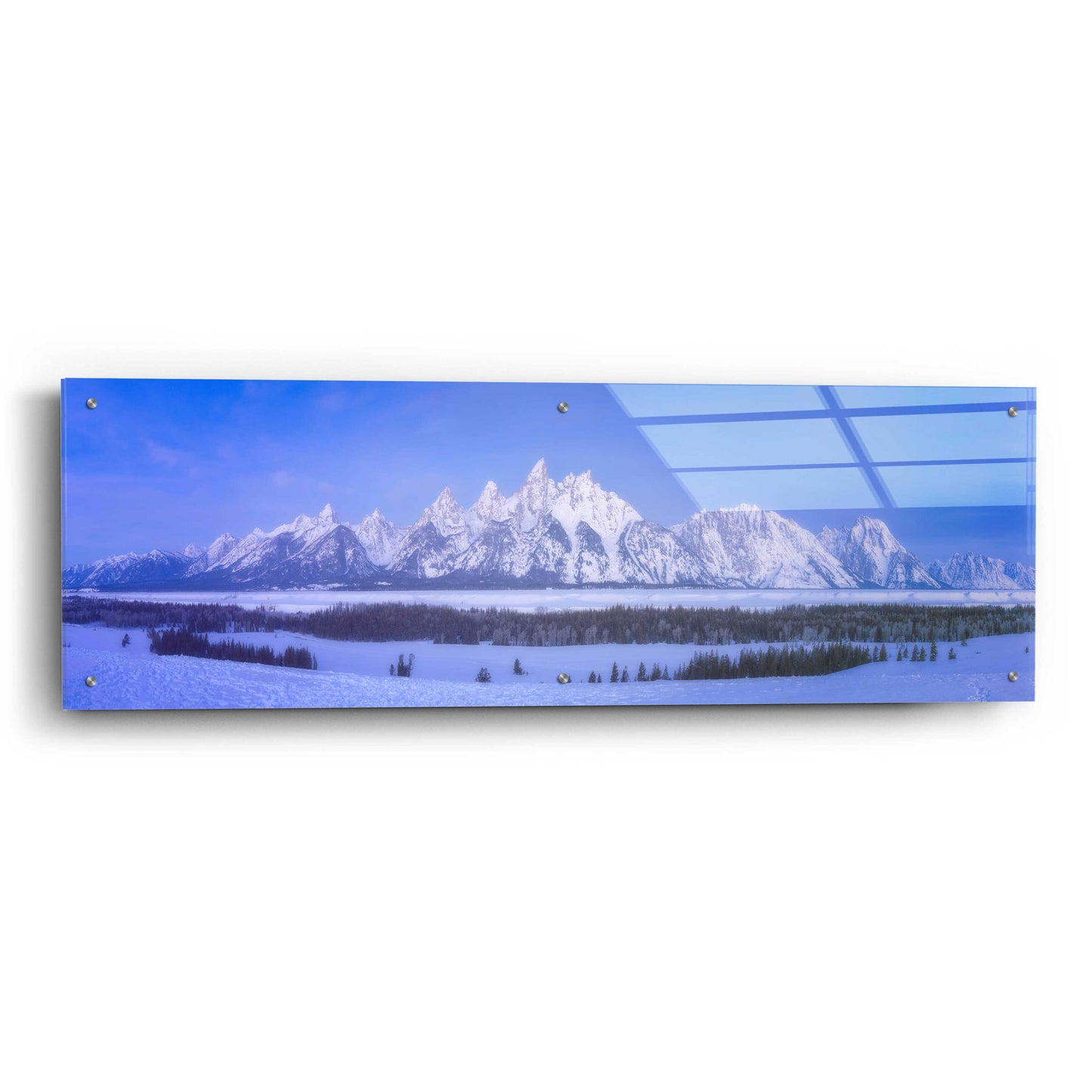 Epic Art 'Blue Hour in the Tetons - Grand Teton National Park' by Darren White, Acrylic Glass Wall Art,48x16