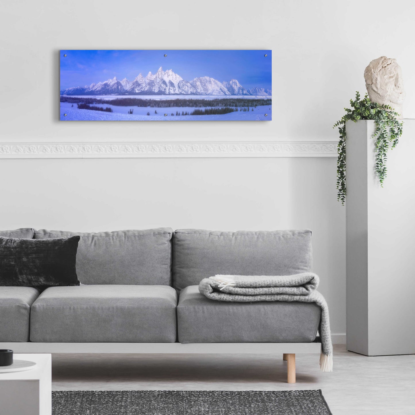 Epic Art 'Blue Hour in the Tetons - Grand Teton National Park' by Darren White, Acrylic Glass Wall Art,48x16