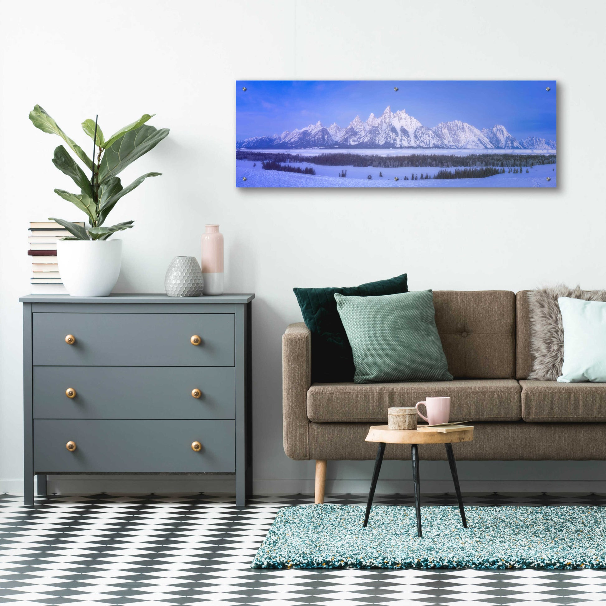 Epic Art 'Blue Hour in the Tetons - Grand Teton National Park' by Darren White, Acrylic Glass Wall Art,48x16