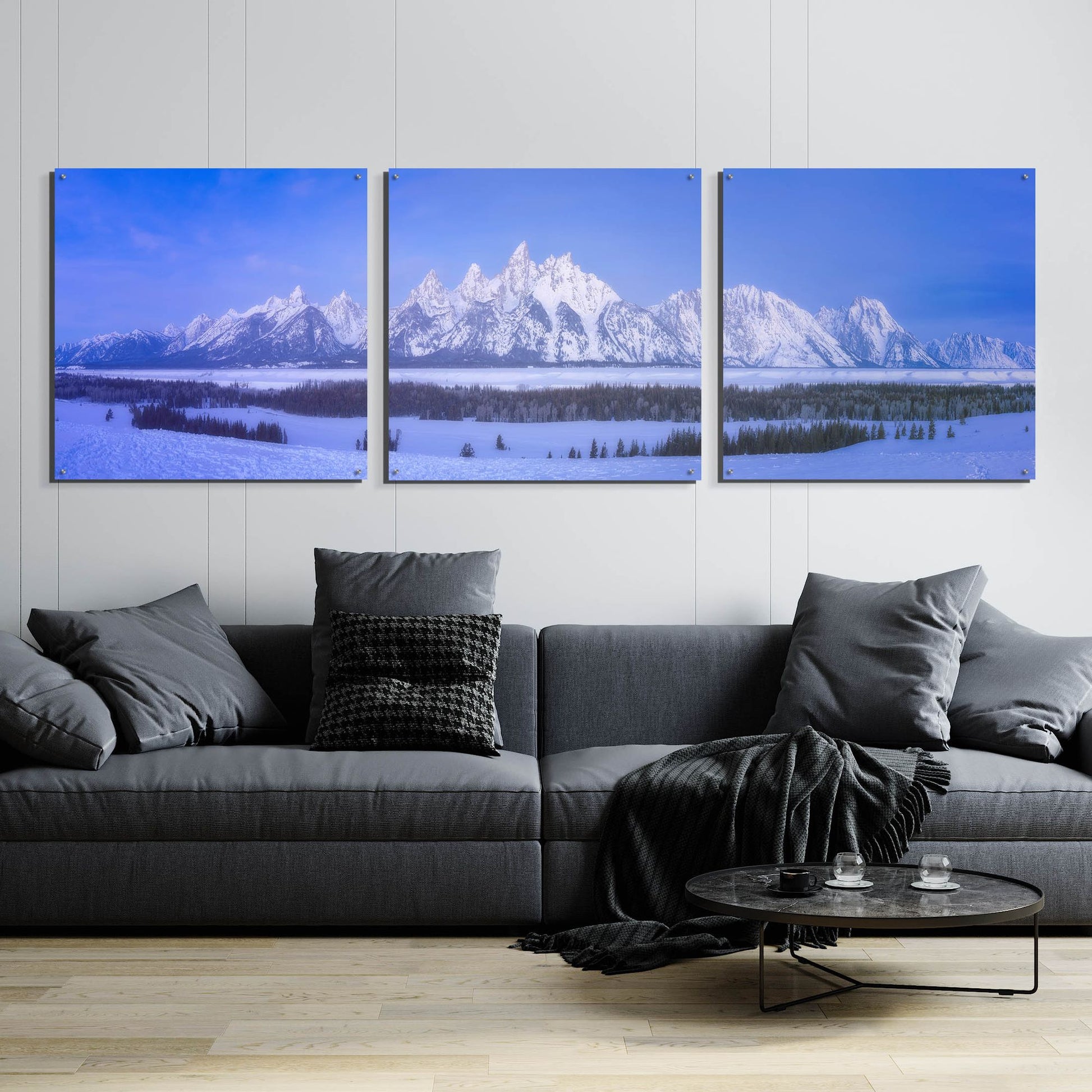 Epic Art 'Blue Hour in the Tetons - Grand Teton National Park' by Darren White, Acrylic Glass Wall Art, 3 Piece Set,108x36