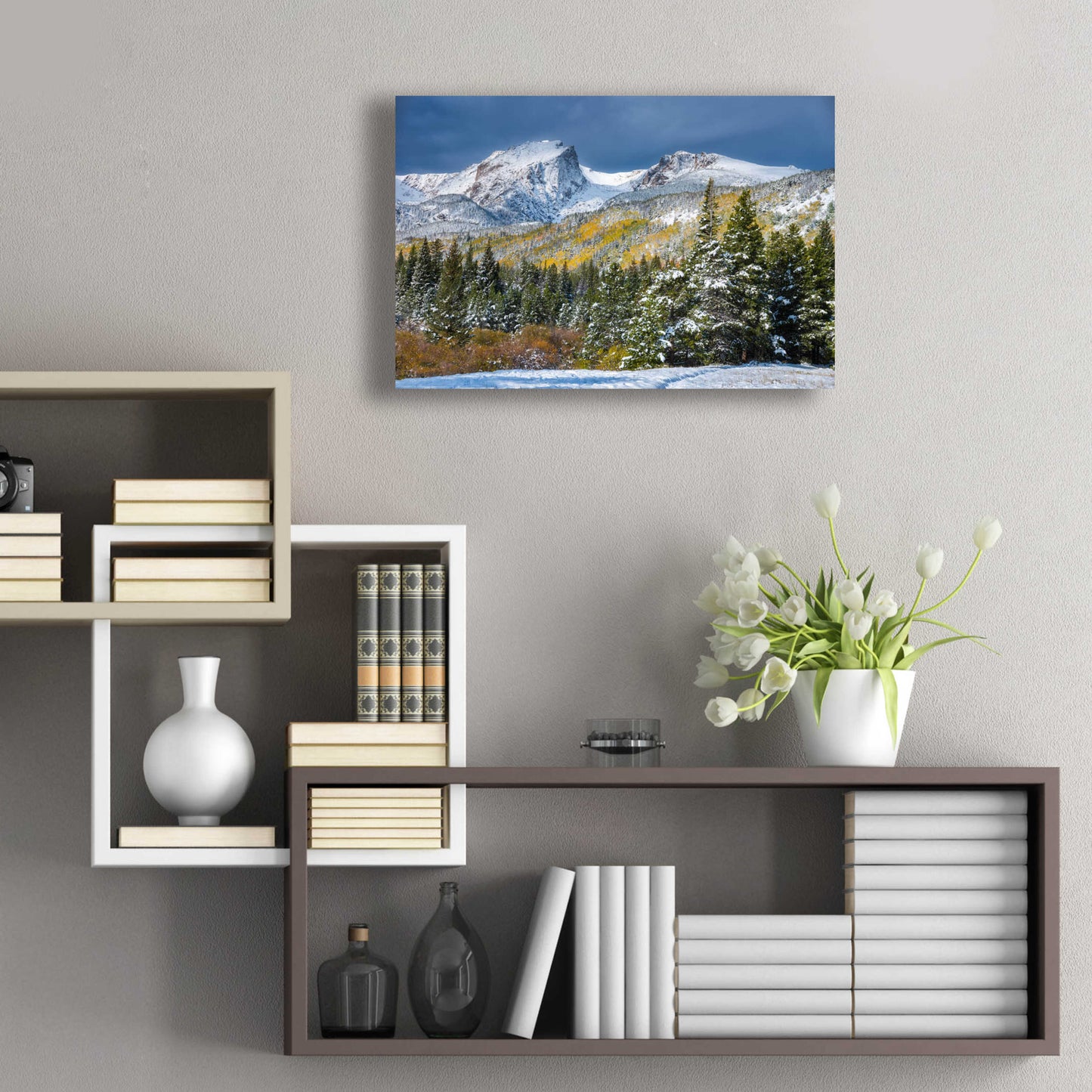 Epic Art 'Christmas In the Rockies - Rocky Mountain National Park' by Darren White, Acrylic Glass Wall Art,24x16