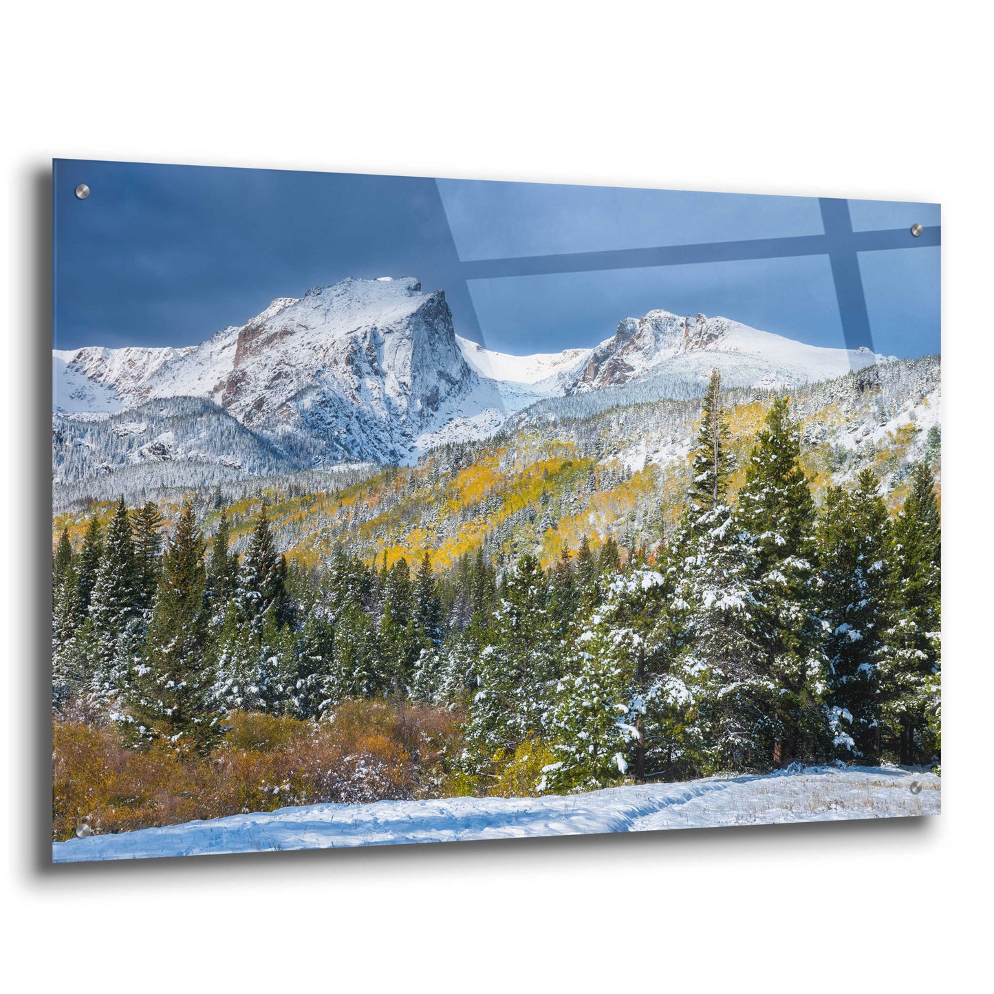 Epic Art 'Christmas In the Rockies - Rocky Mountain National Park' by Darren White, Acrylic Glass Wall Art,36x24