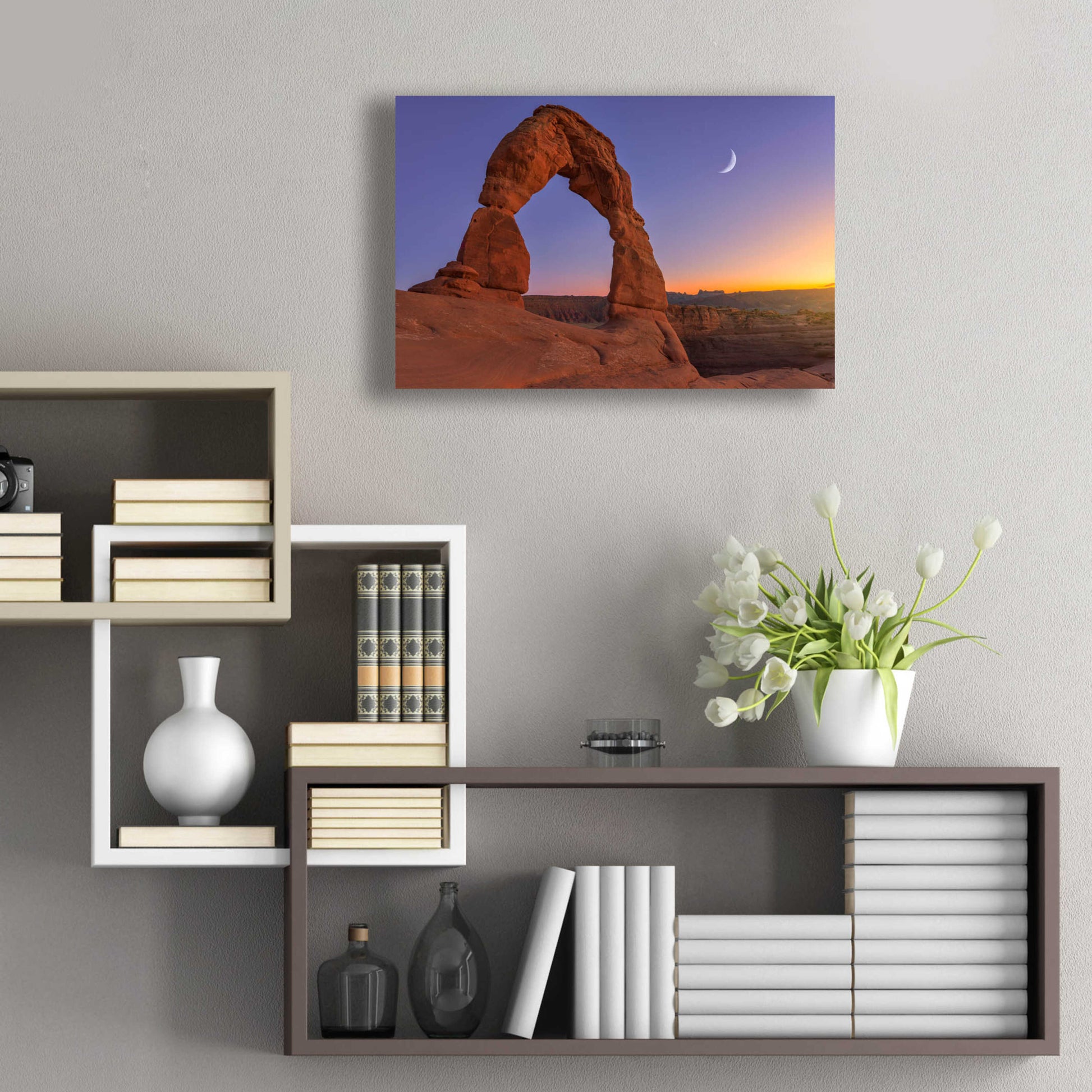 Epic Art 'Delicate Moon - Arches National Park' by Darren White, Acrylic Glass Wall Art,24x16