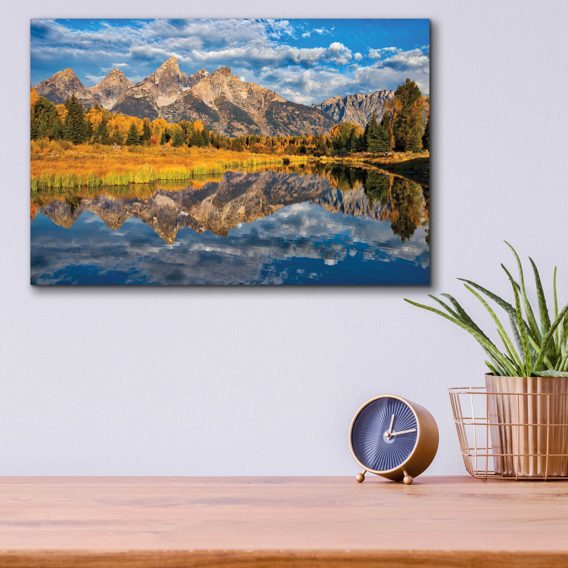 Epic Art 'Fall Reflection in the Tetons - Grand Teton National Park' by Darren White, Acrylic Glass Wall Art,16x12