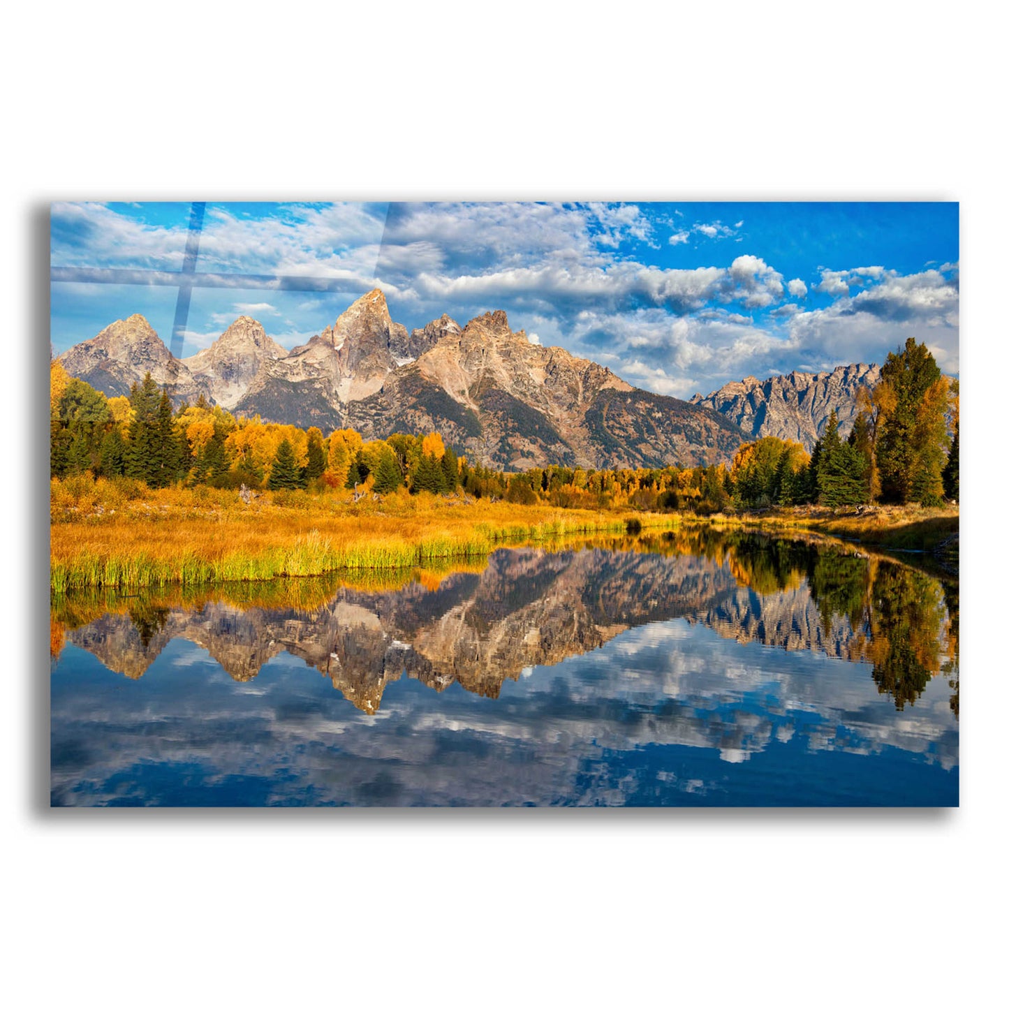 Epic Art 'Fall Reflection in the Tetons - Grand Teton National Park' by Darren White, Acrylic Glass Wall Art,24x16