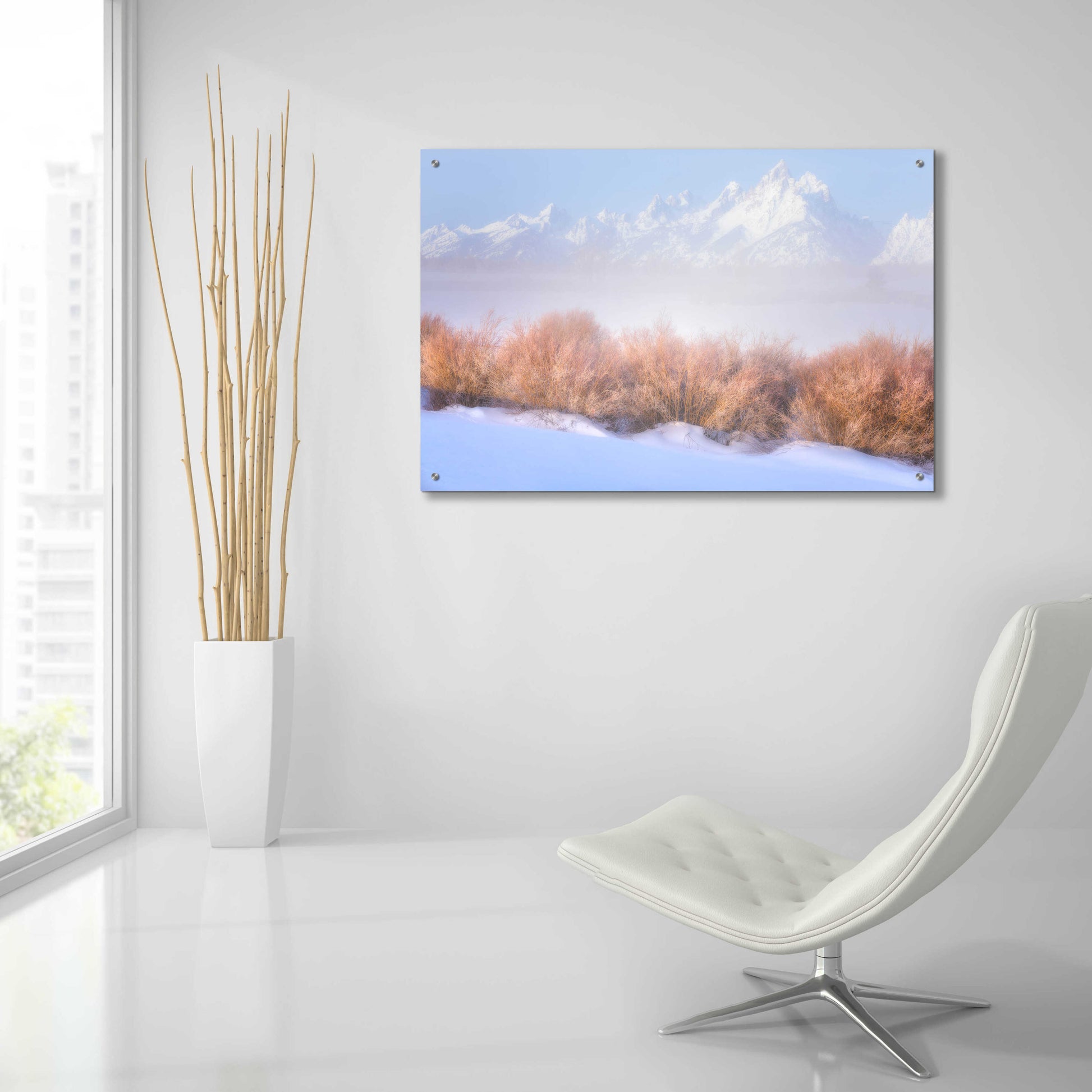 Epic Art 'Fresh Fog in the Valley - Grand Teton National Park' by Darren White, Acrylic Glass Wall Art,36x24