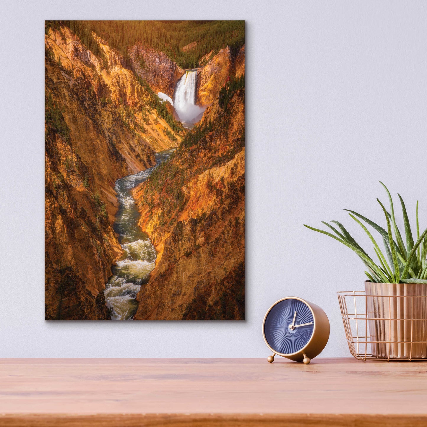 Epic Art 'Golden Falls of Yellowstone - Yellowstone National Park' by Darren White, Acrylic Glass Wall Art,12x16