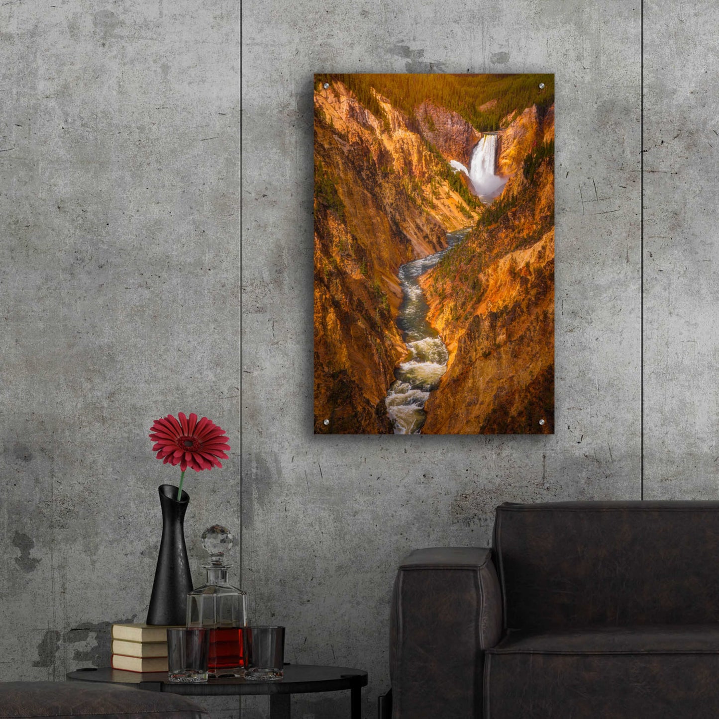 Epic Art 'Golden Falls of Yellowstone - Yellowstone National Park' by Darren White, Acrylic Glass Wall Art,24x36