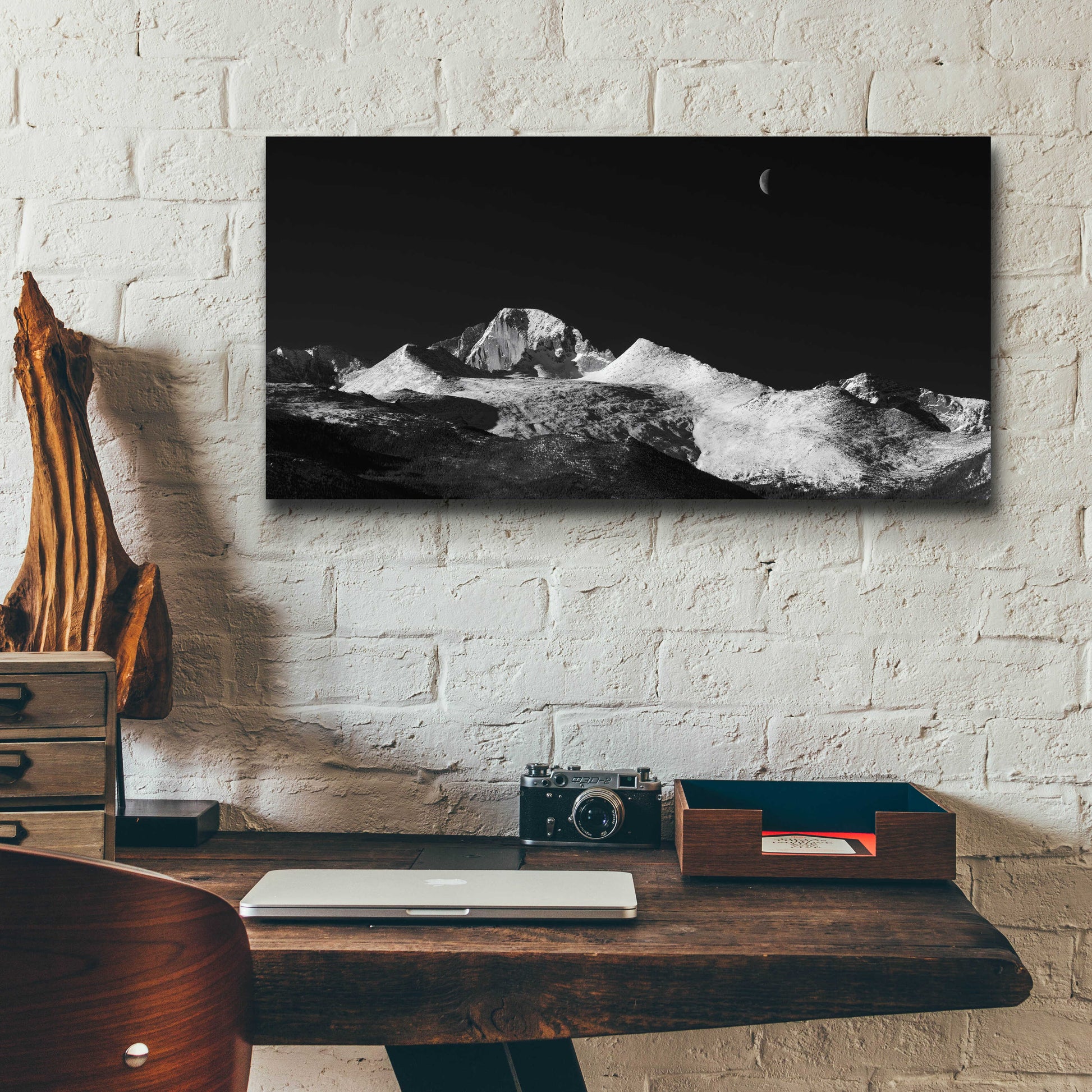 Epic Art 'Half Moon Over Longs Peak - Rocky Mountain National Park' by Darren White, Acrylic Glass Wall Art,24x12