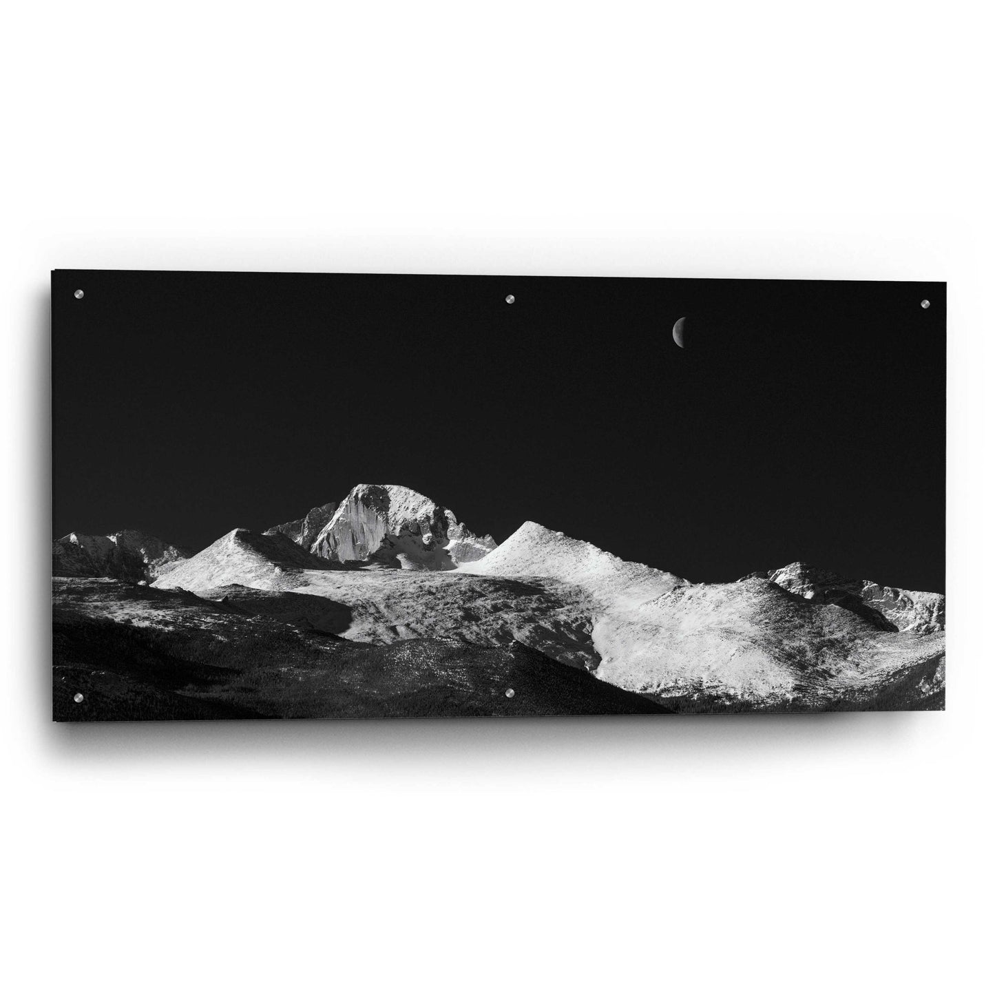 Epic Art 'Half Moon Over Longs Peak - Rocky Mountain National Park' by Darren White, Acrylic Glass Wall Art,48x24