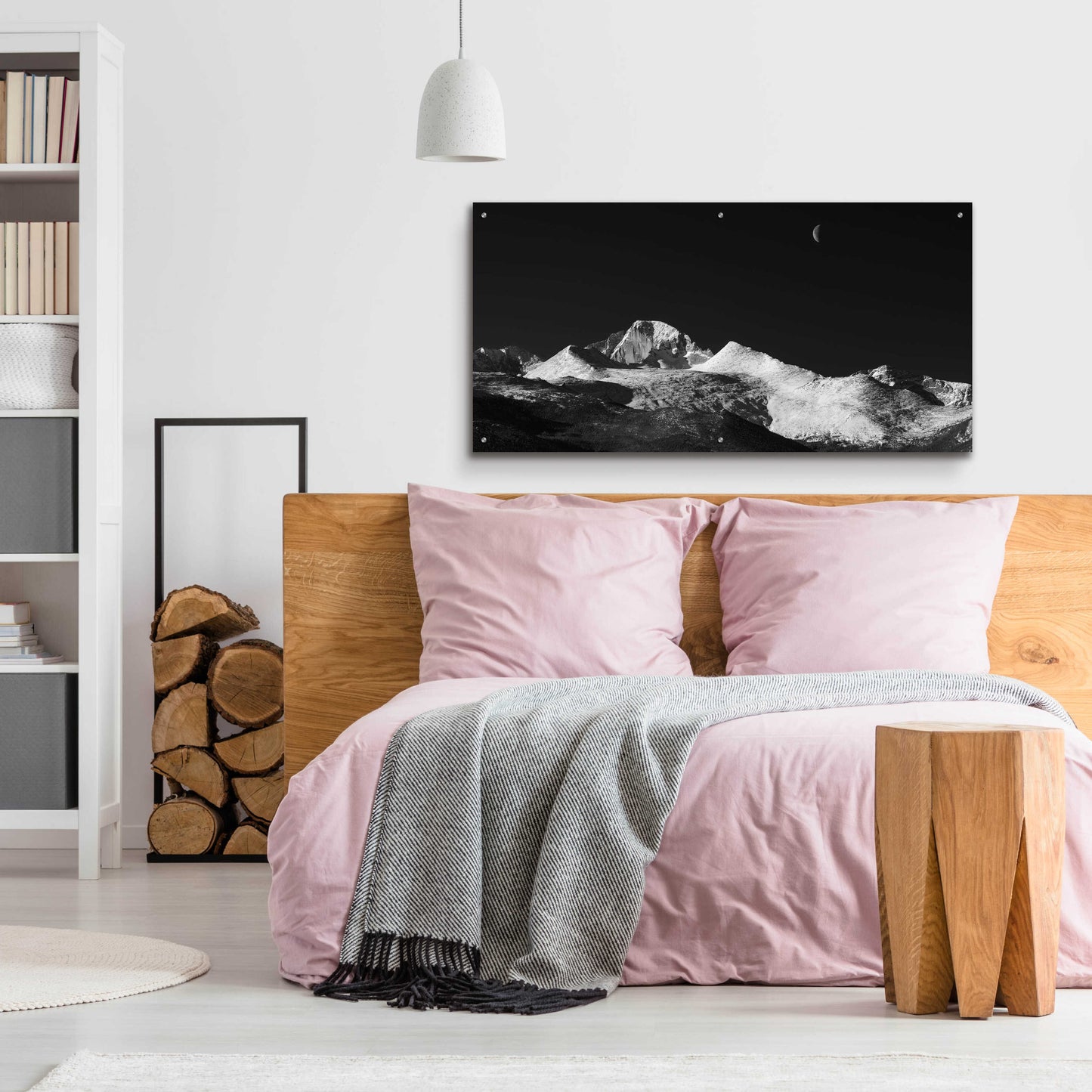 Epic Art 'Half Moon Over Longs Peak - Rocky Mountain National Park' by Darren White, Acrylic Glass Wall Art,48x24