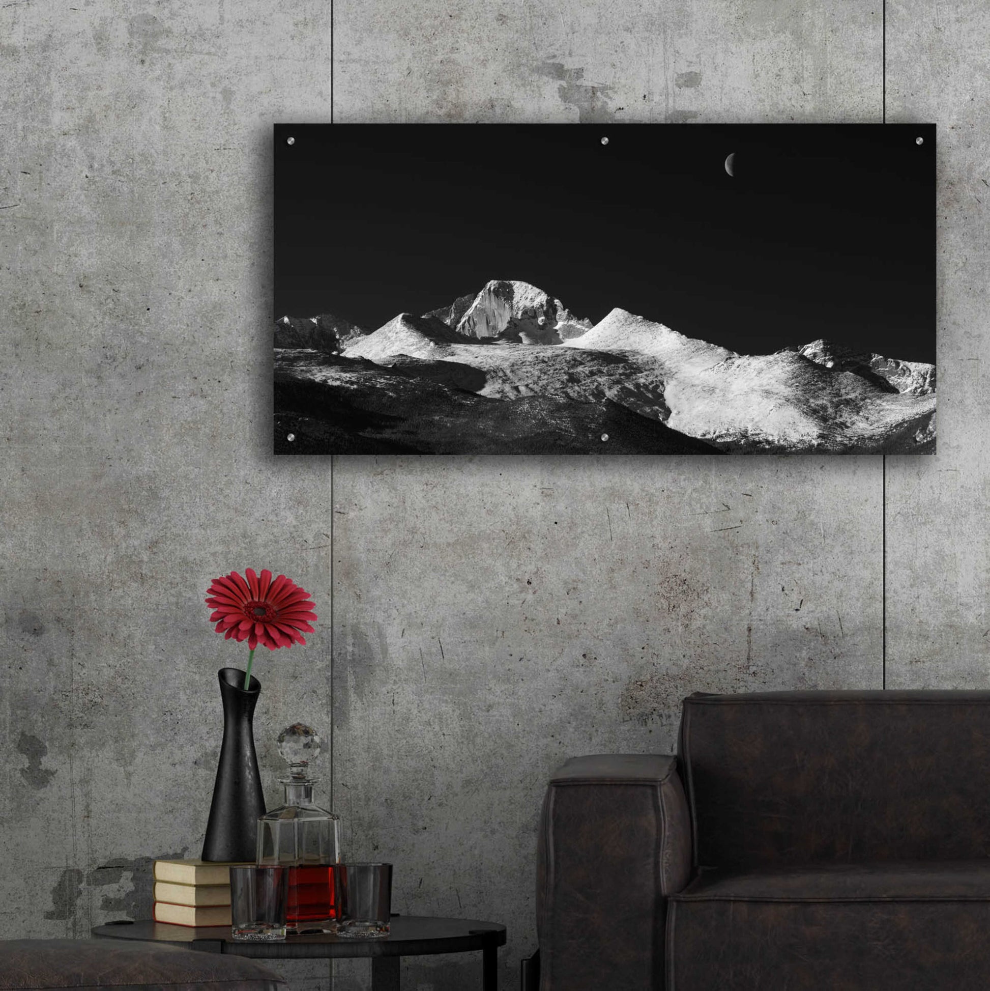 Epic Art 'Half Moon Over Longs Peak - Rocky Mountain National Park' by Darren White, Acrylic Glass Wall Art,48x24
