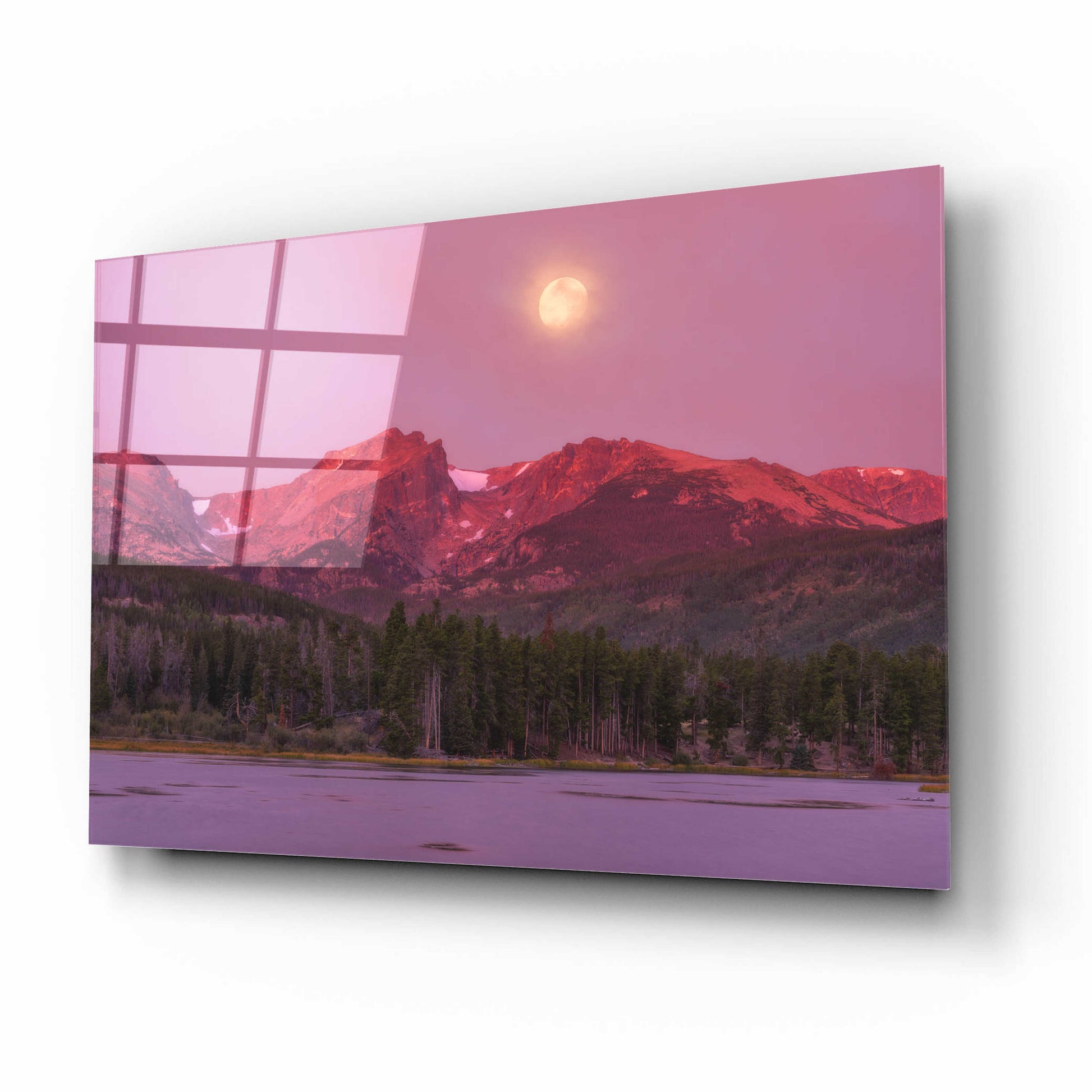 Epic Art 'Harvest Moon over Hallett Peak - Rocky Mountain National Park' by Darren White, Acrylic Glass Wall Art,16x12