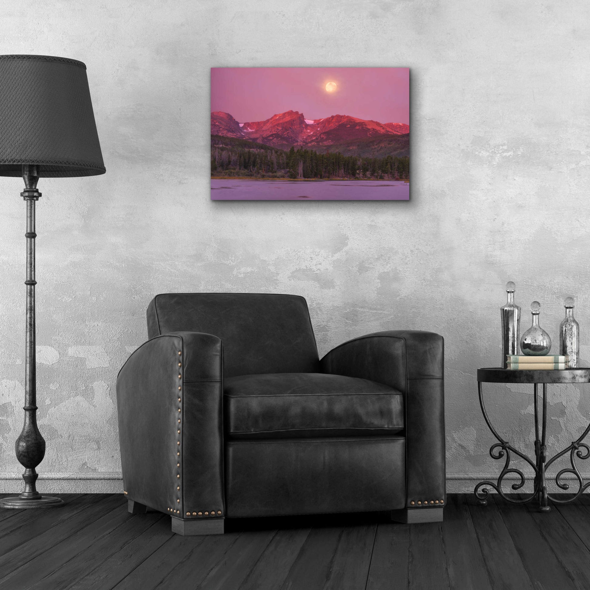 Epic Art 'Harvest Moon over Hallett Peak - Rocky Mountain National Park' by Darren White, Acrylic Glass Wall Art,24x16