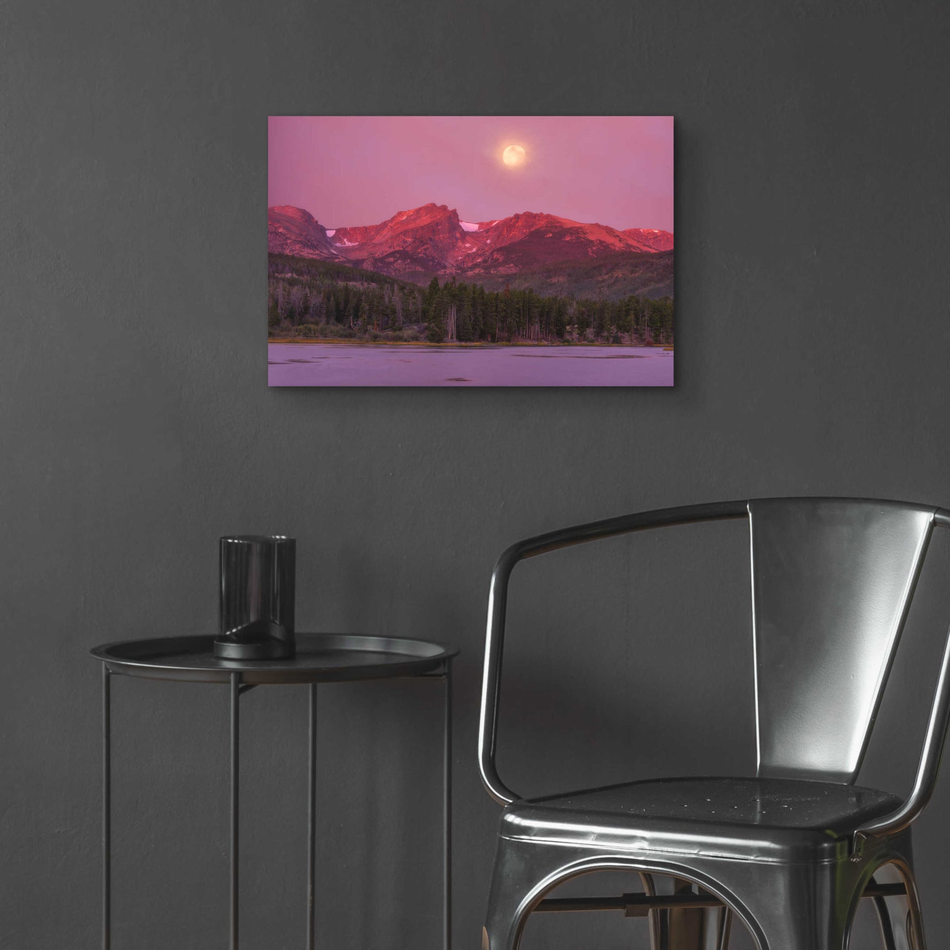 Epic Art 'Harvest Moon over Hallett Peak - Rocky Mountain National Park' by Darren White, Acrylic Glass Wall Art,24x16