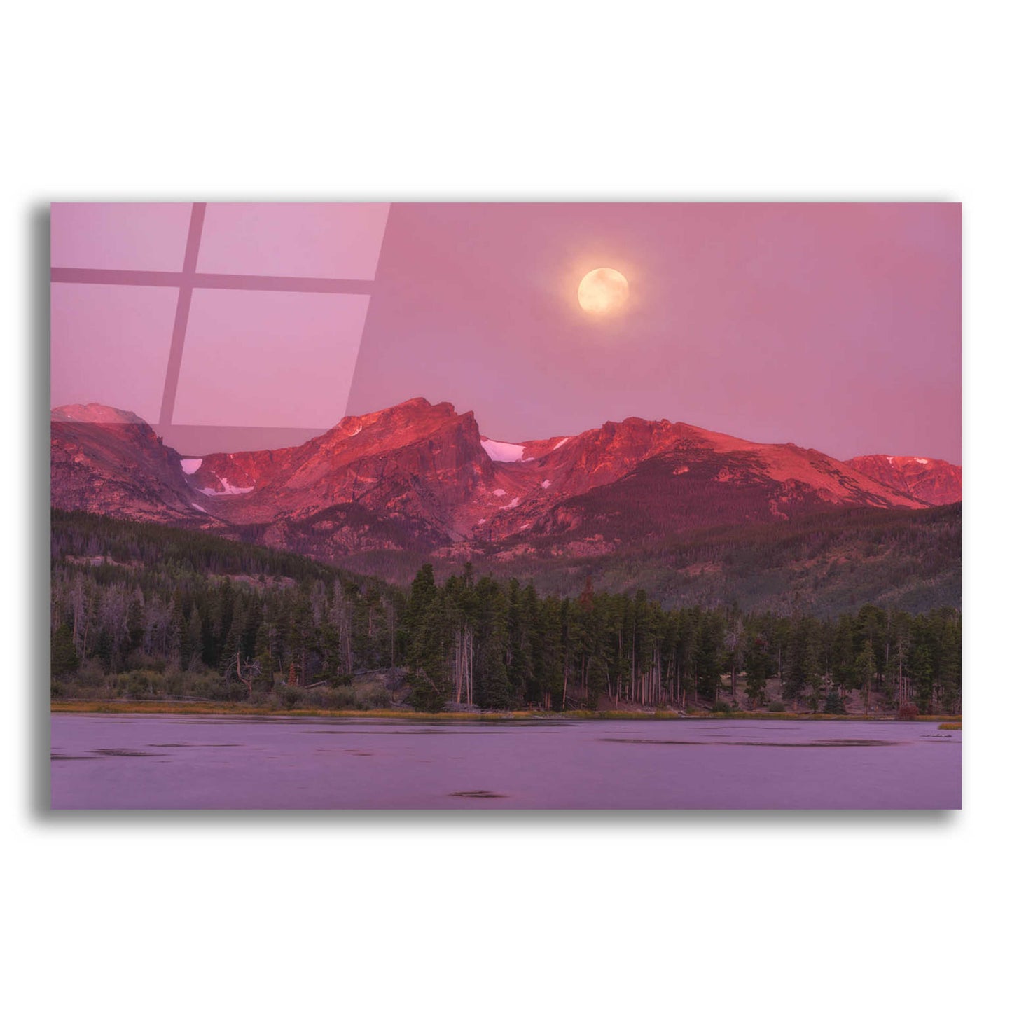 Epic Art 'Harvest Moon over Hallett Peak - Rocky Mountain National Park' by Darren White, Acrylic Glass Wall Art,24x16