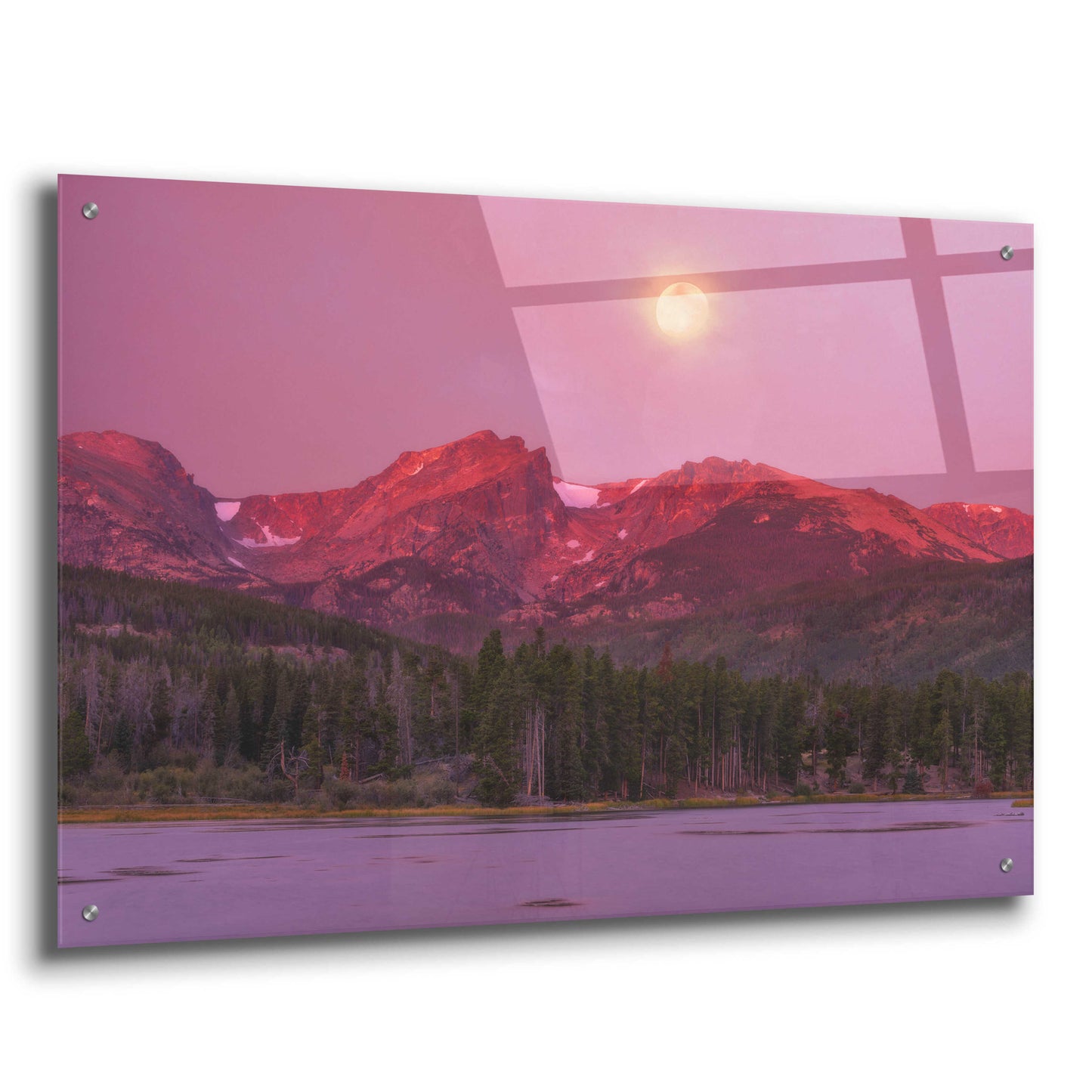 Epic Art 'Harvest Moon over Hallett Peak - Rocky Mountain National Park' by Darren White, Acrylic Glass Wall Art,36x24