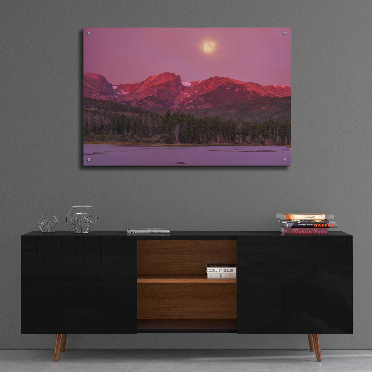 Epic Art 'Harvest Moon over Hallett Peak - Rocky Mountain National Park' by Darren White, Acrylic Glass Wall Art,36x24