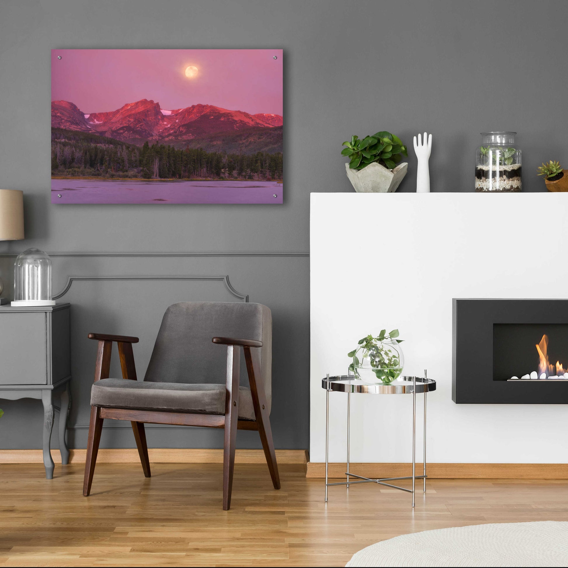 Epic Art 'Harvest Moon over Hallett Peak - Rocky Mountain National Park' by Darren White, Acrylic Glass Wall Art,36x24