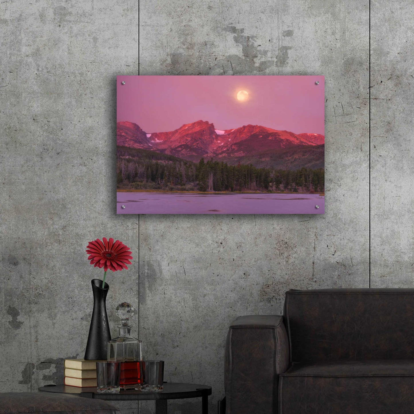 Epic Art 'Harvest Moon over Hallett Peak - Rocky Mountain National Park' by Darren White, Acrylic Glass Wall Art,36x24