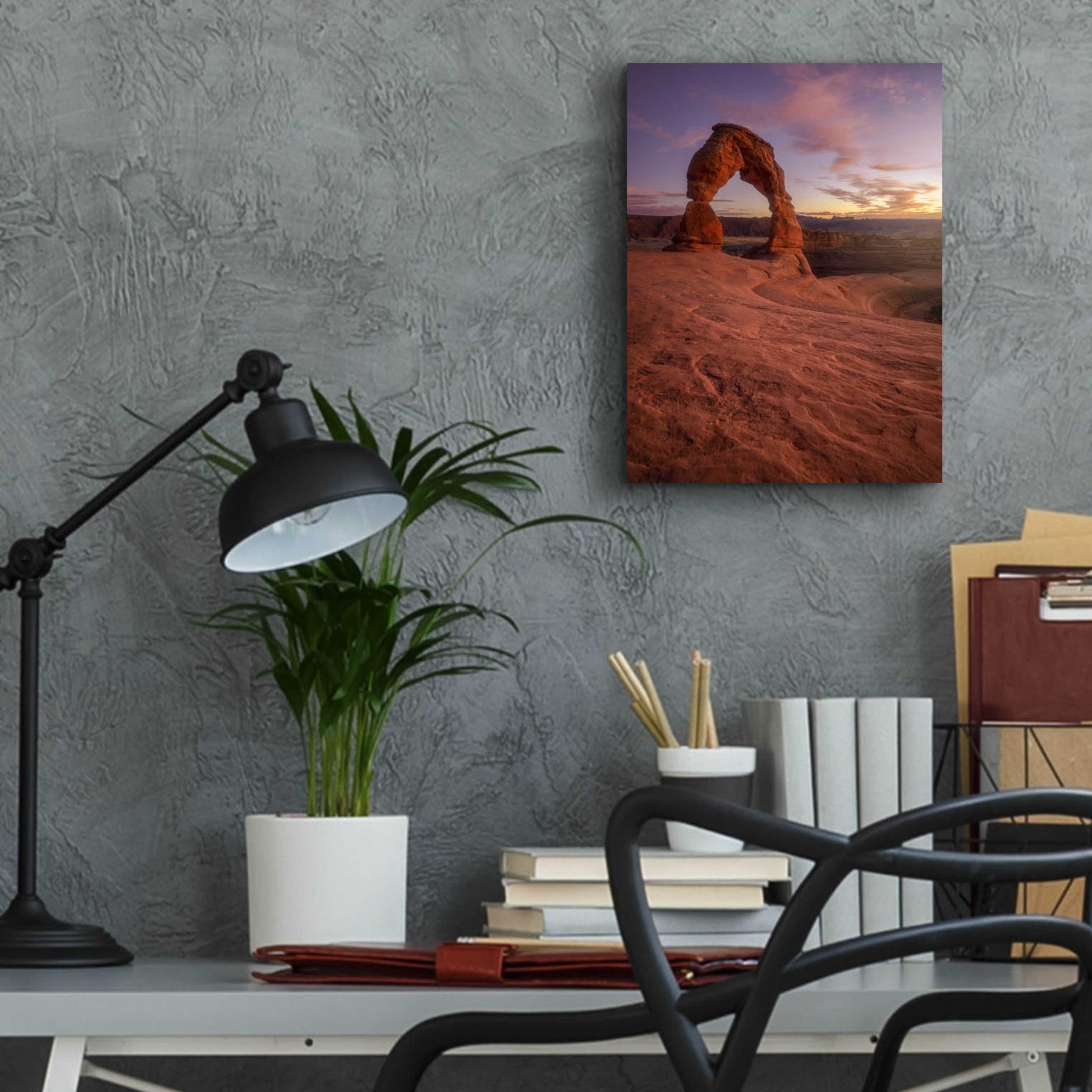 Epic Art 'Lonesome Sunset - Arches National Park' by Darren White, Acrylic Glass Wall Art,12x16