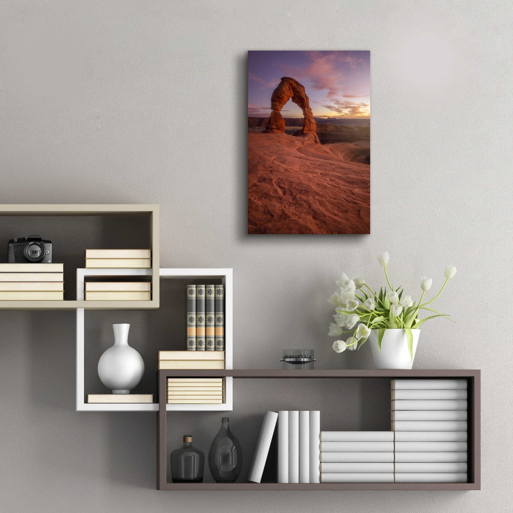 Epic Art 'Lonesome Sunset - Arches National Park' by Darren White, Acrylic Glass Wall Art,16x24