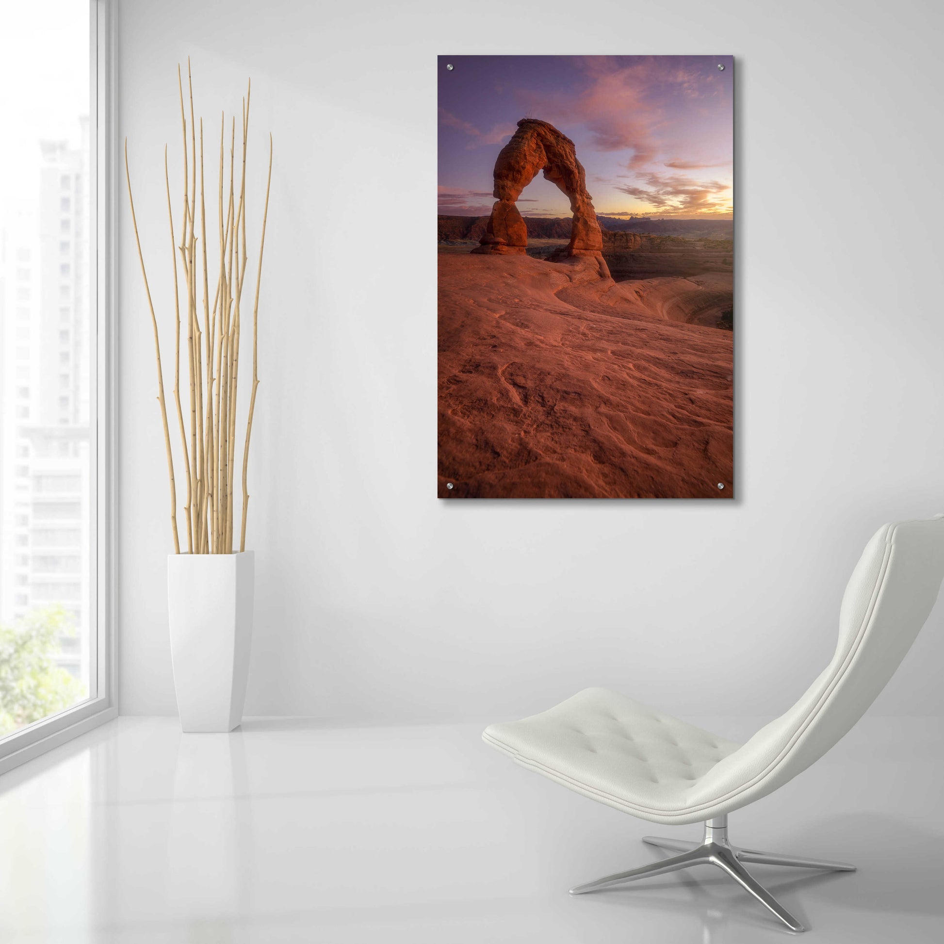 Epic Art 'Lonesome Sunset - Arches National Park' by Darren White, Acrylic Glass Wall Art,24x36