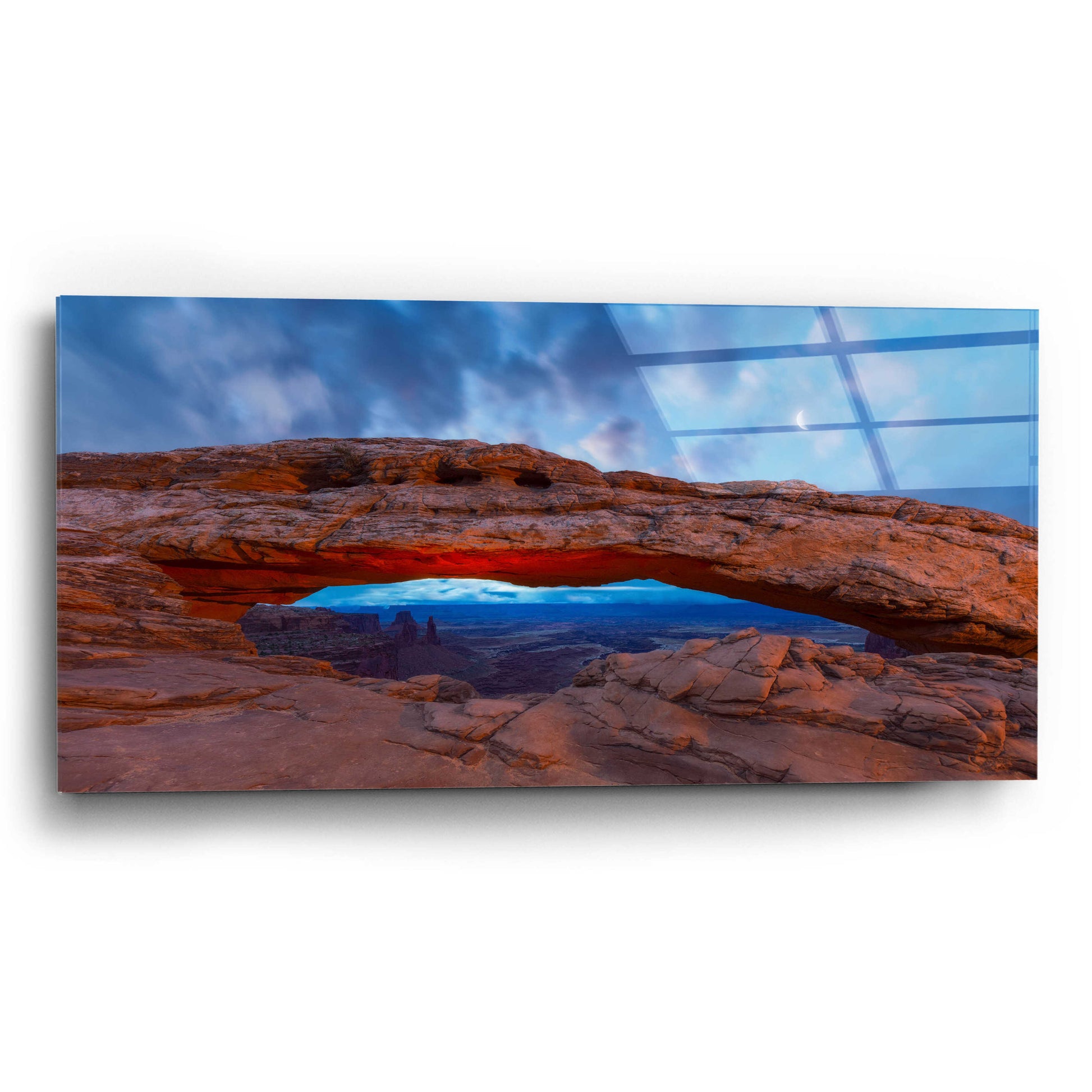 Epic Art 'Moonrise over Mesa - Canyonlands National Park' by Darren White, Acrylic Glass Wall Art,24x12