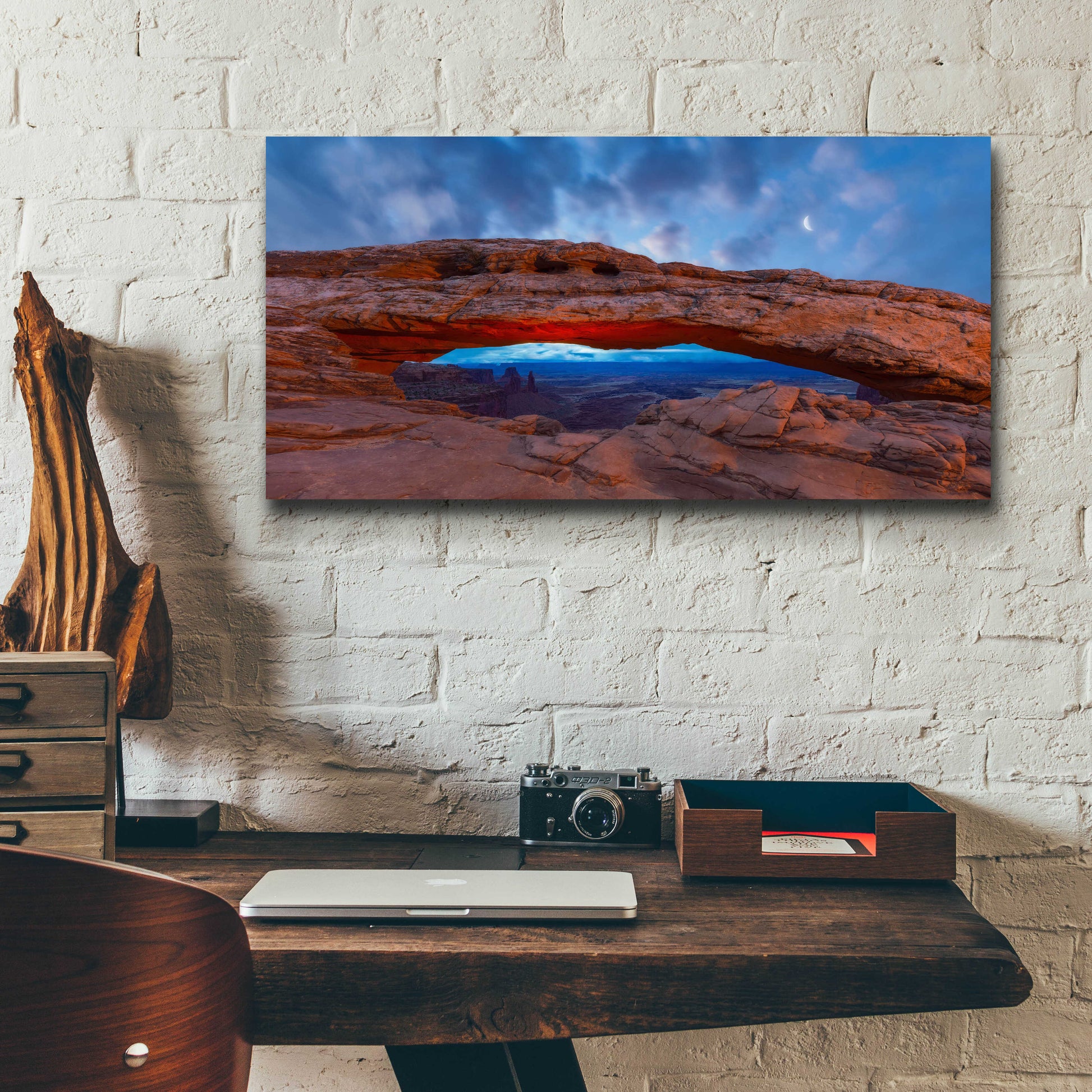 Epic Art 'Moonrise over Mesa - Canyonlands National Park' by Darren White, Acrylic Glass Wall Art,24x12