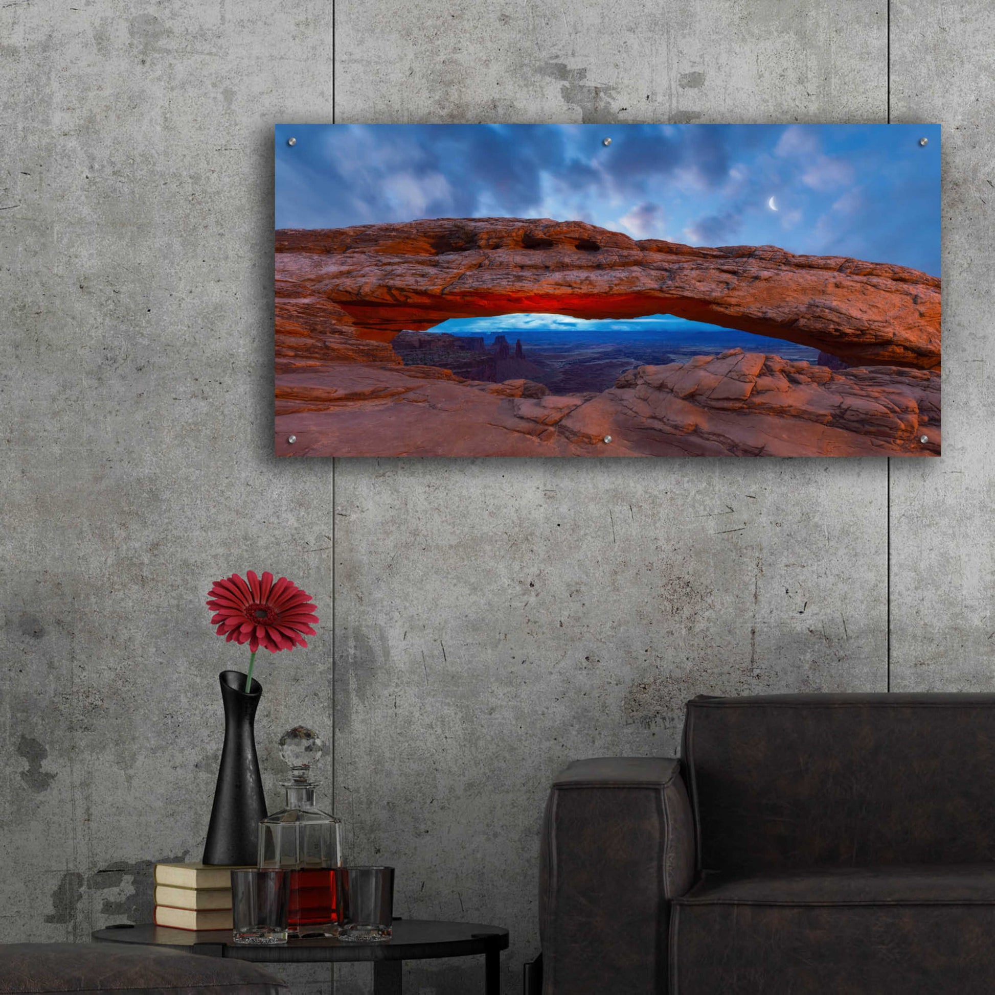 Epic Art 'Moonrise over Mesa - Canyonlands National Park' by Darren White, Acrylic Glass Wall Art,48x24