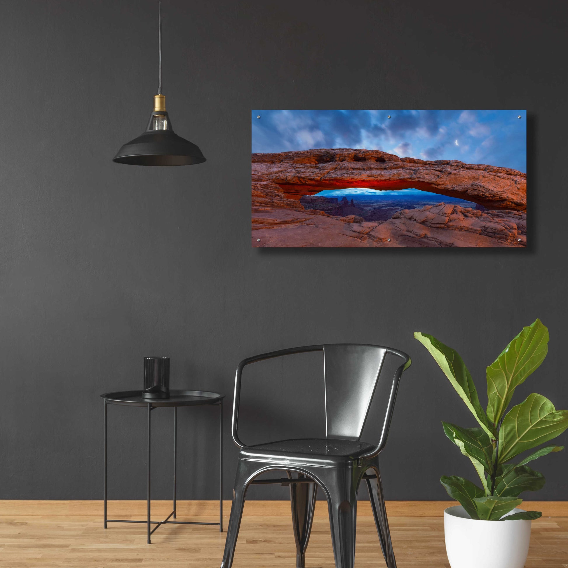 Epic Art 'Moonrise over Mesa - Canyonlands National Park' by Darren White, Acrylic Glass Wall Art,48x24