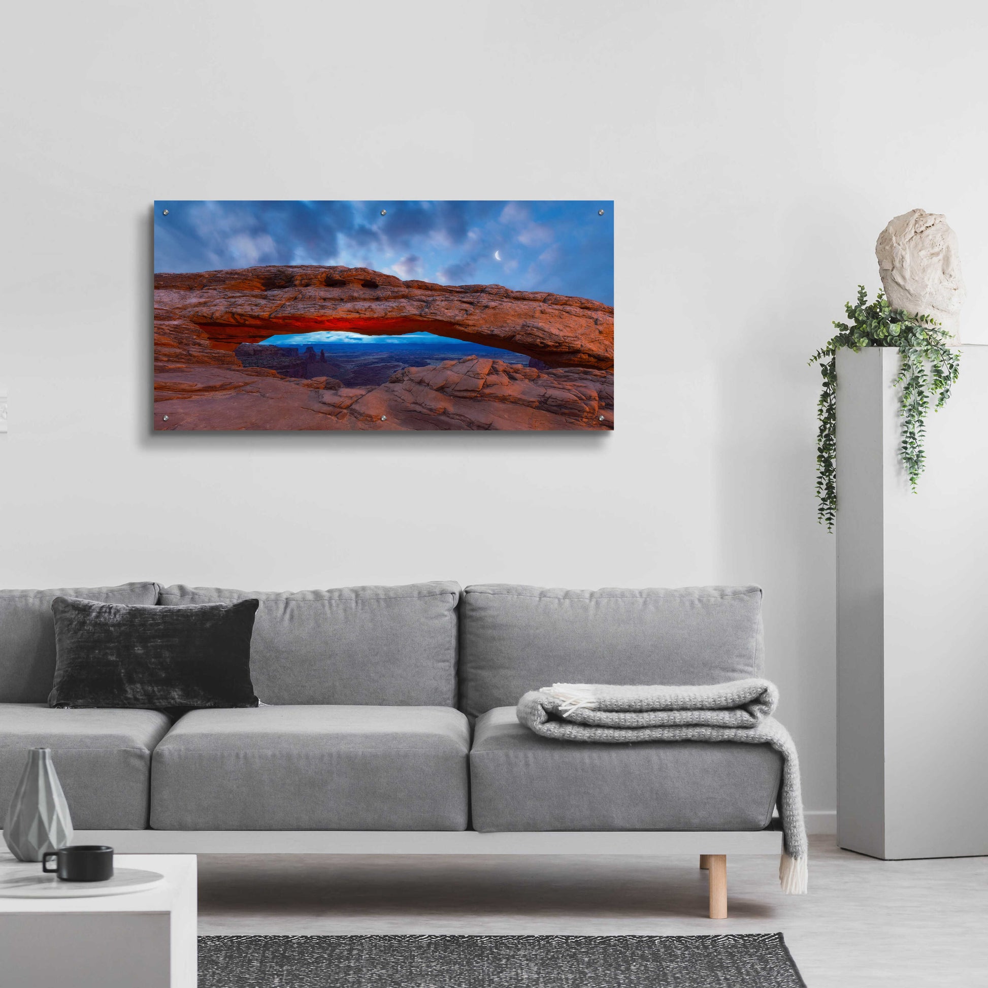 Epic Art 'Moonrise over Mesa - Canyonlands National Park' by Darren White, Acrylic Glass Wall Art,48x24