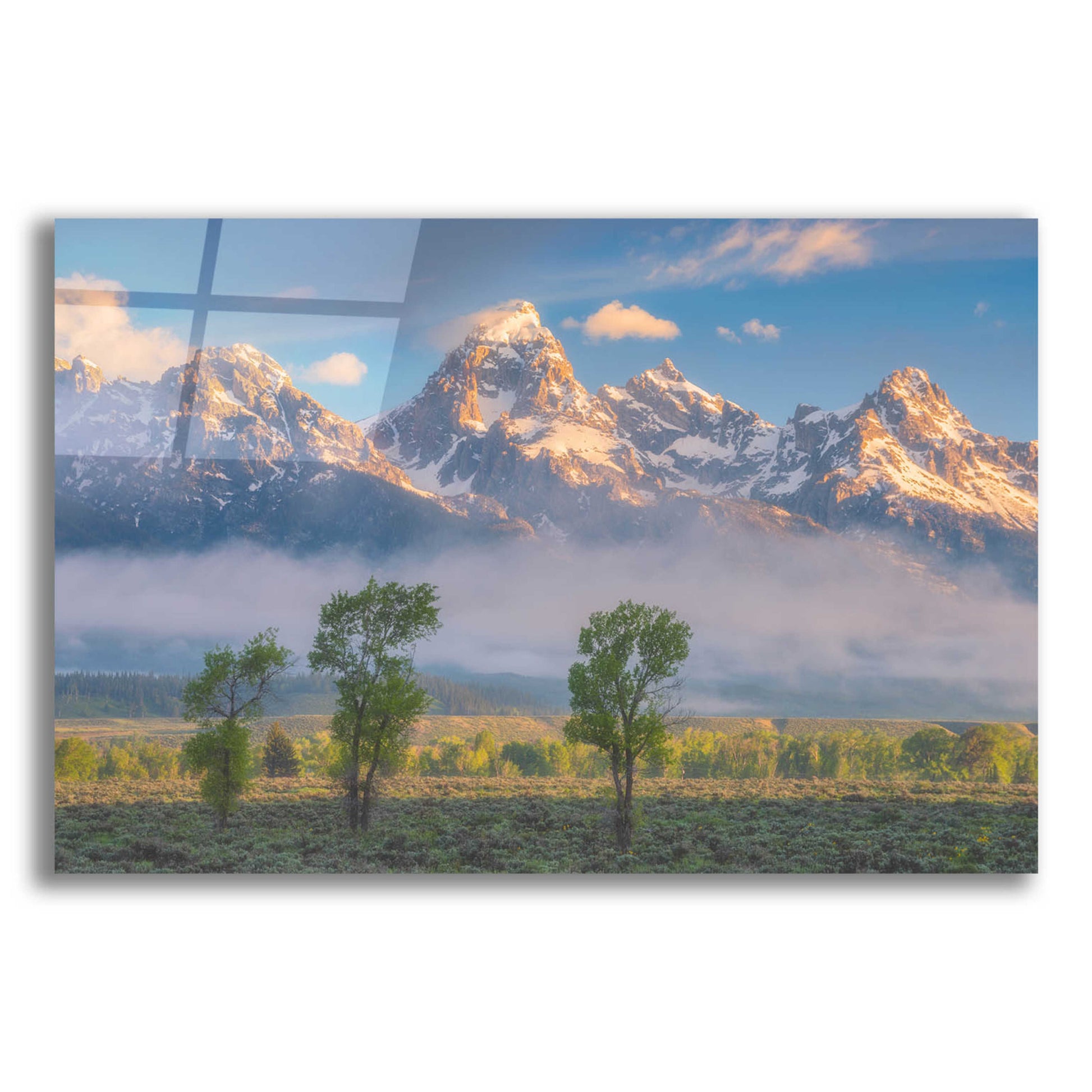 Epic Art 'Morning Fog In the Tetons - Grand Teton National Park' by Darren White, Acrylic Glass Wall Art,24x16