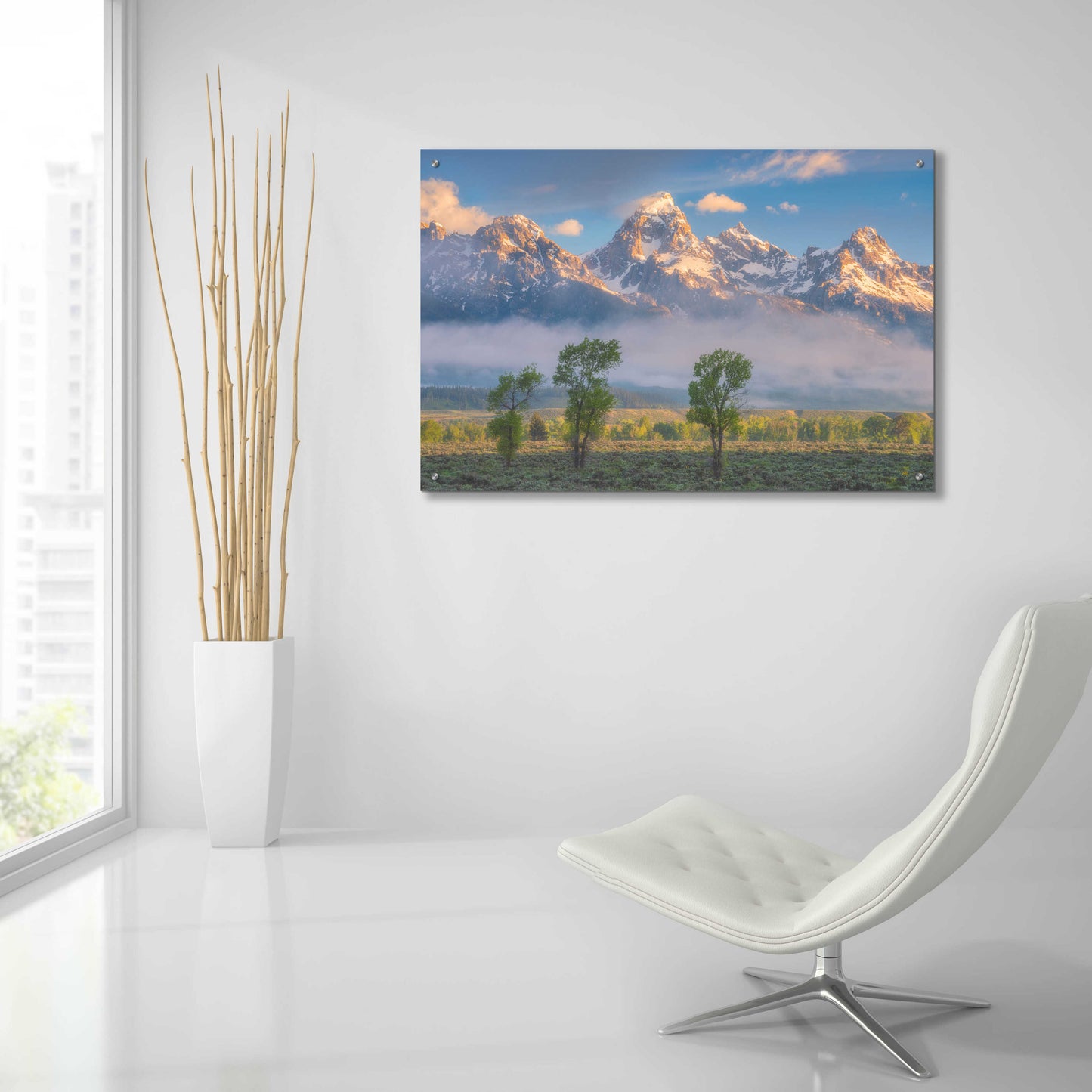 Epic Art 'Morning Fog In the Tetons - Grand Teton National Park' by Darren White, Acrylic Glass Wall Art,36x24