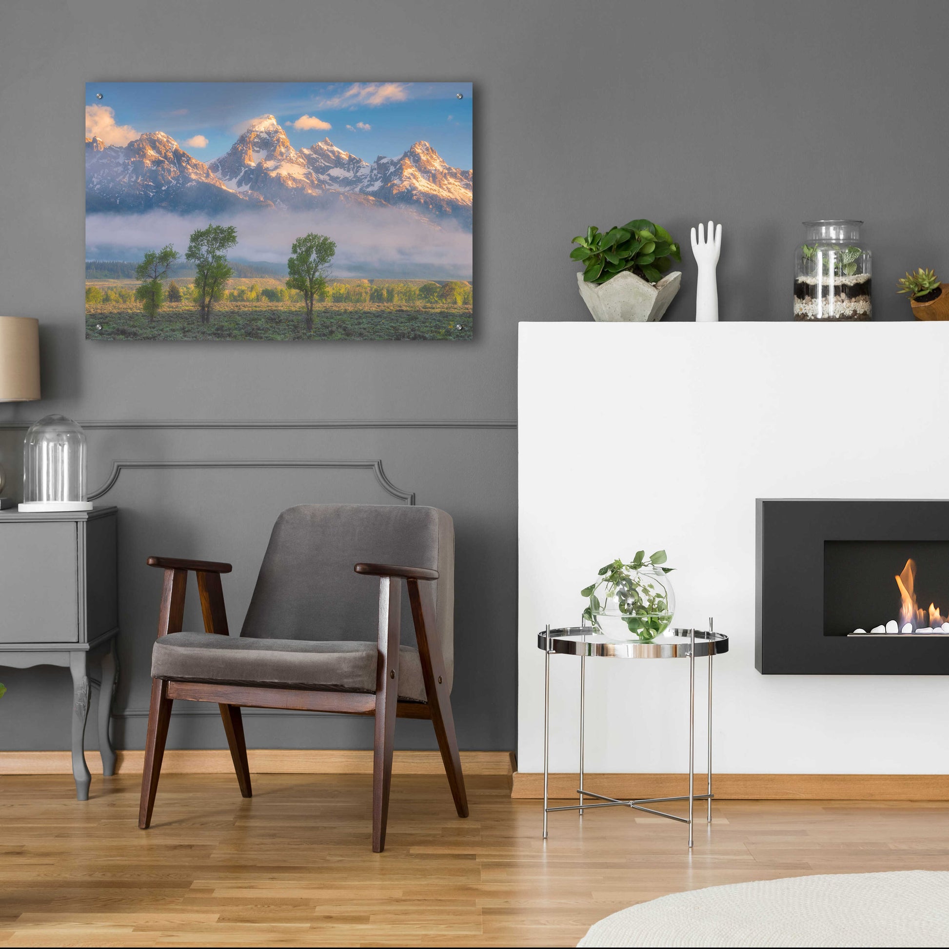 Epic Art 'Morning Fog In the Tetons - Grand Teton National Park' by Darren White, Acrylic Glass Wall Art,36x24