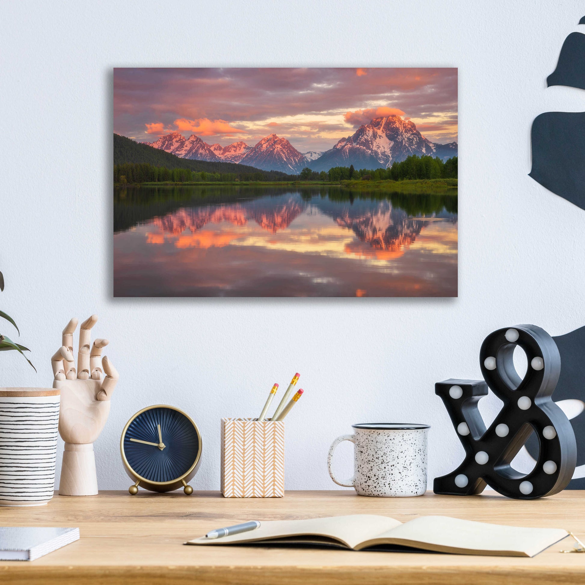 Epic Art 'Morning Tranquillity - Grand Teton National Park' by Darren White, Acrylic Glass Wall Art,16x12