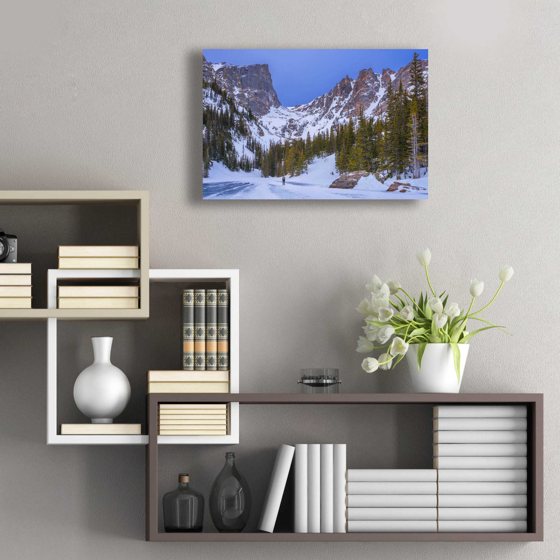 Epic Art 'Rocky Mountain Snowshoer - Rocky Mountain National Park' by Darren White, Acrylic Glass Wall Art,24x16