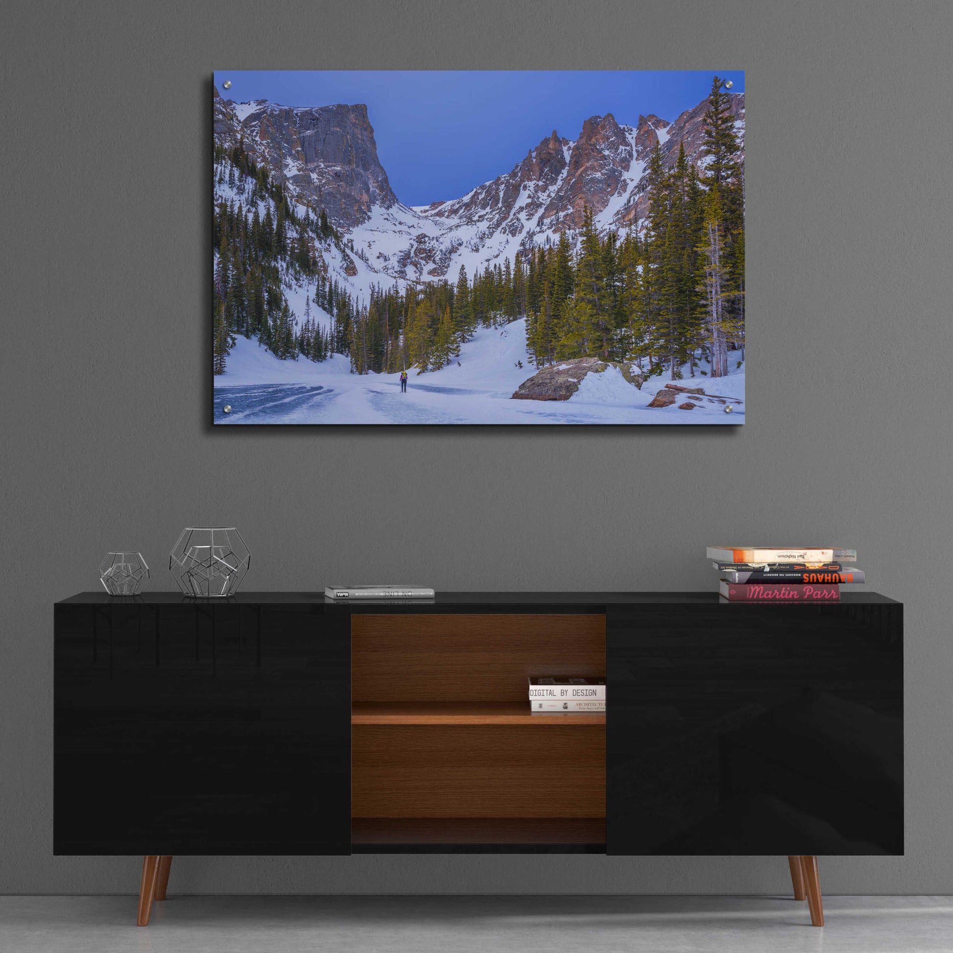 Epic Art 'Rocky Mountain Snowshoer - Rocky Mountain National Park' by Darren White, Acrylic Glass Wall Art,36x24