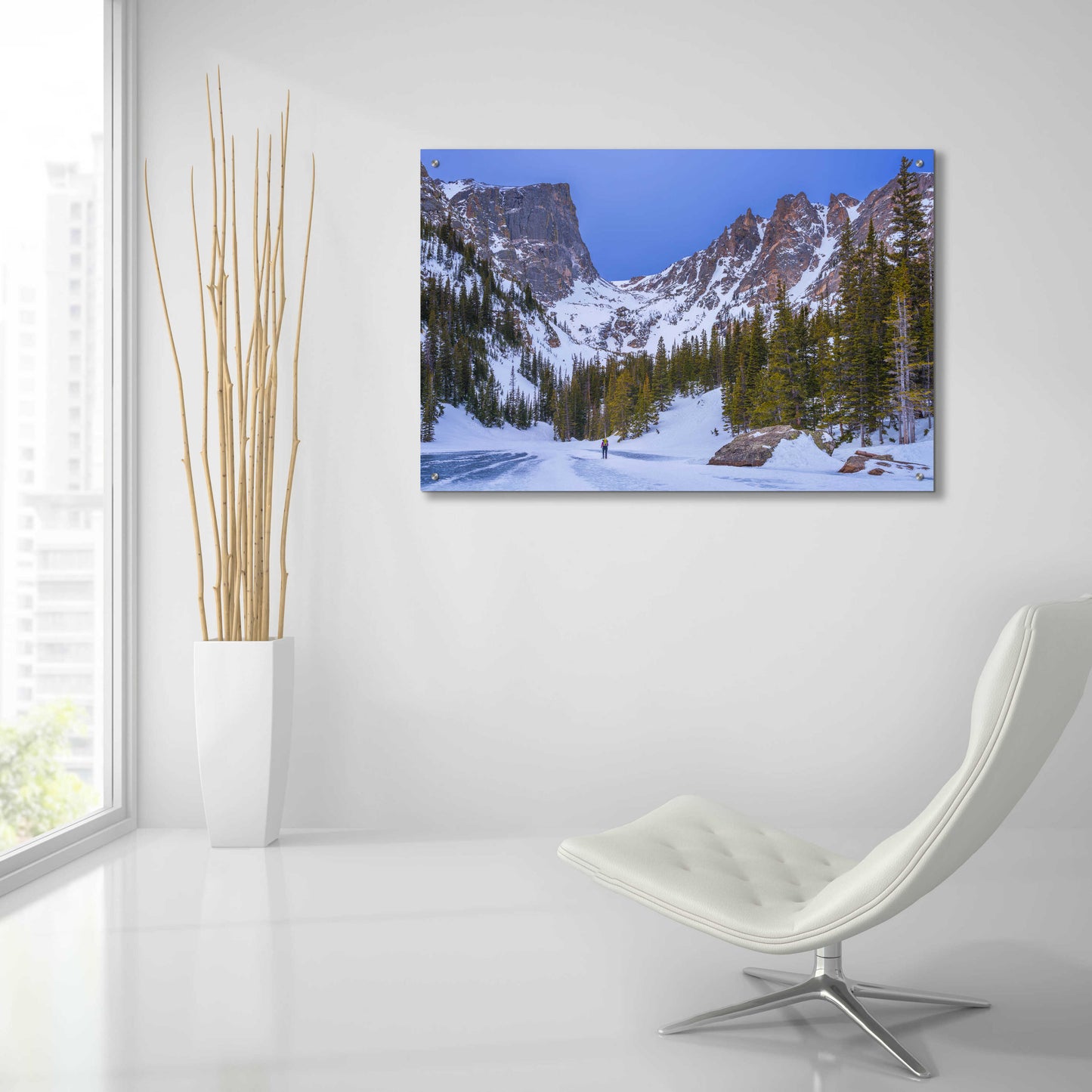 Epic Art 'Rocky Mountain Snowshoer - Rocky Mountain National Park' by Darren White, Acrylic Glass Wall Art,36x24