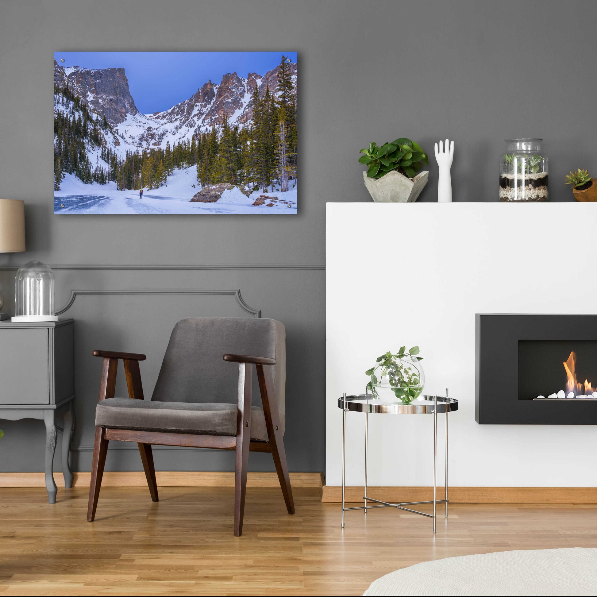 Epic Art 'Rocky Mountain Snowshoer - Rocky Mountain National Park' by Darren White, Acrylic Glass Wall Art,36x24