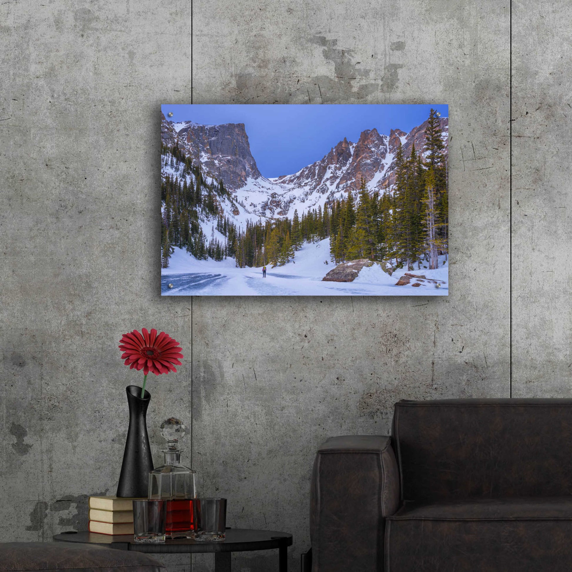 Epic Art 'Rocky Mountain Snowshoer - Rocky Mountain National Park' by Darren White, Acrylic Glass Wall Art,36x24