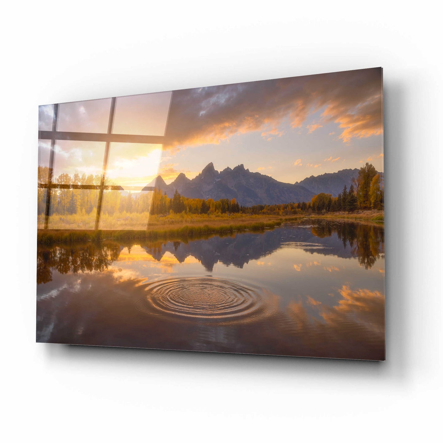 Epic Art 'Schwabacher Sunset - Grand Teton National Park' by Darren White, Acrylic Glass Wall Art,16x12