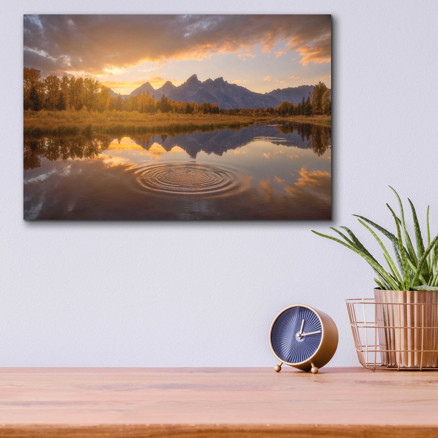 Epic Art 'Schwabacher Sunset - Grand Teton National Park' by Darren White, Acrylic Glass Wall Art,16x12