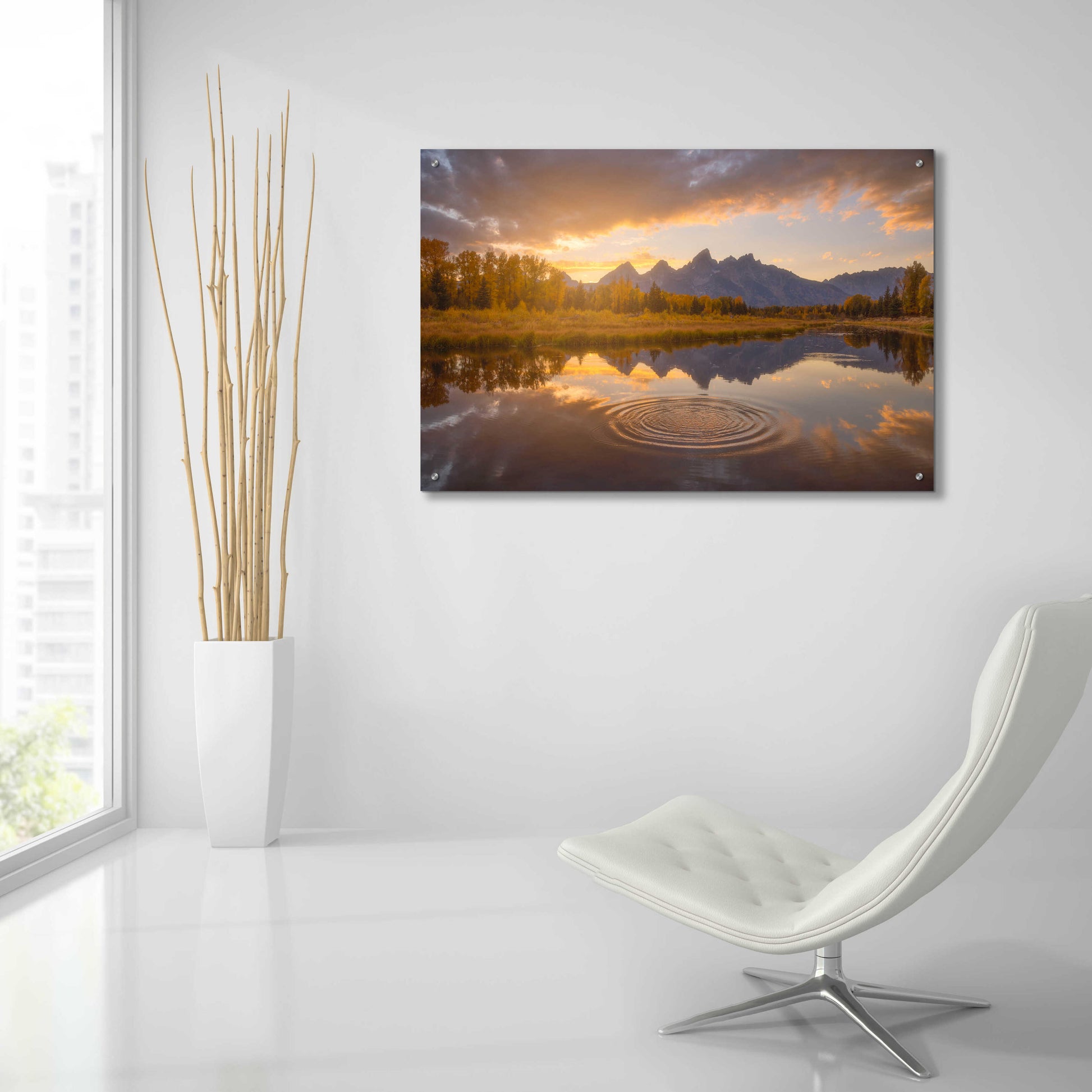 Epic Art 'Schwabacher Sunset - Grand Teton National Park' by Darren White, Acrylic Glass Wall Art,36x24