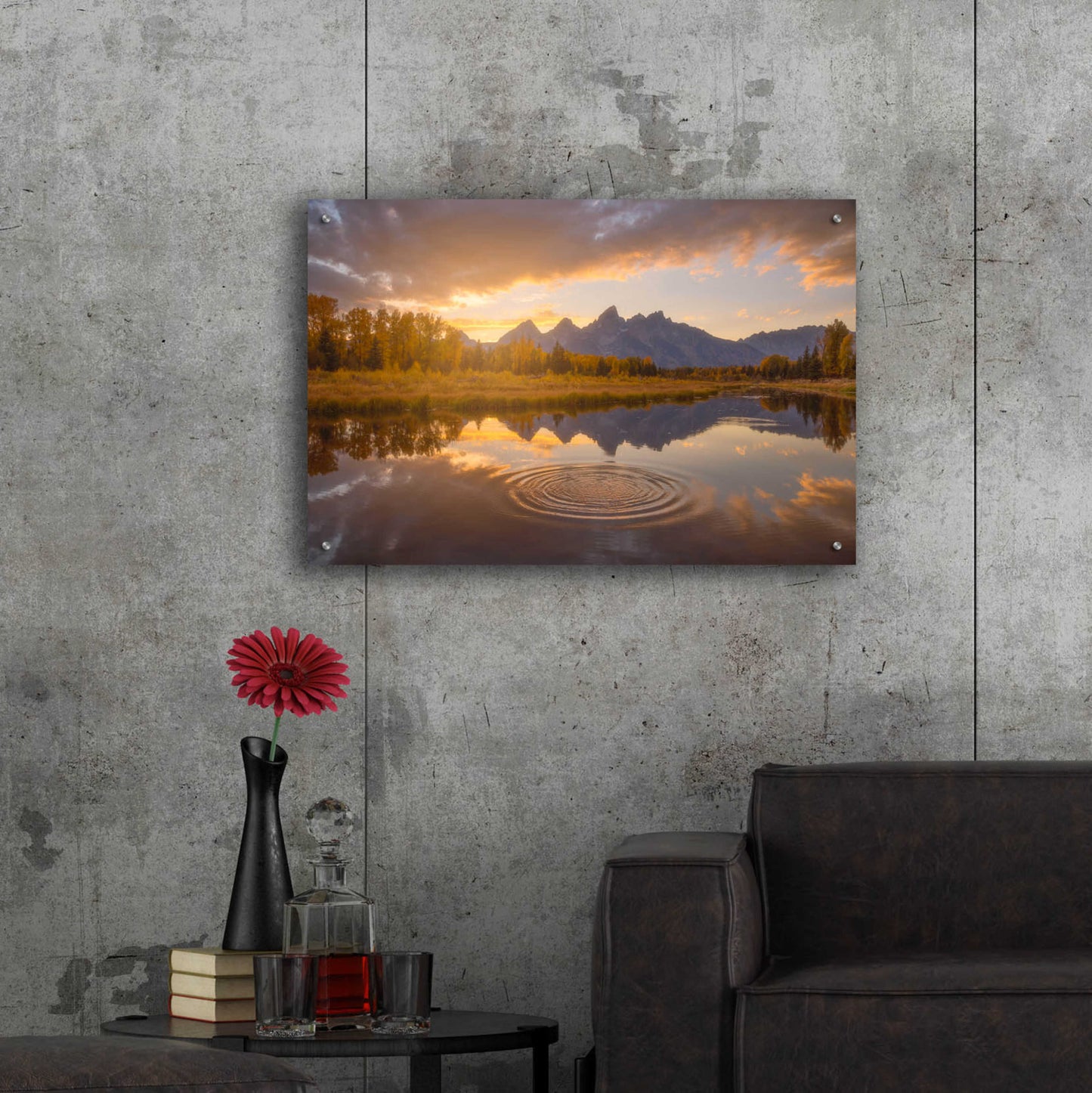 Epic Art 'Schwabacher Sunset - Grand Teton National Park' by Darren White, Acrylic Glass Wall Art,36x24