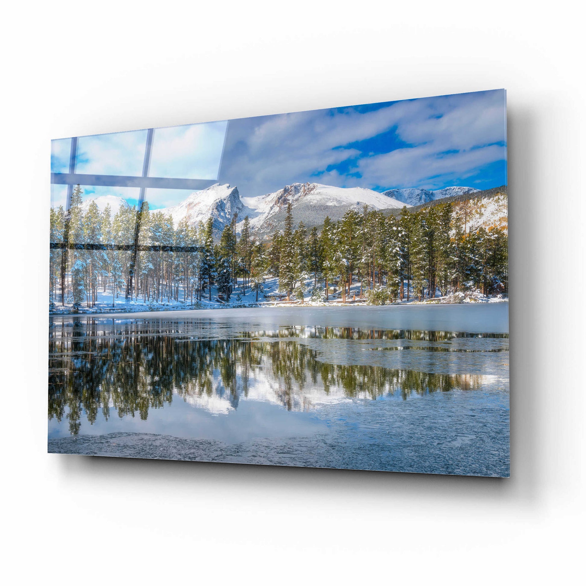 Epic Art 'Sprague Lake First Freeze - Rocky Mountain National Park' by Darren White, Acrylic Glass Wall Art,16x12